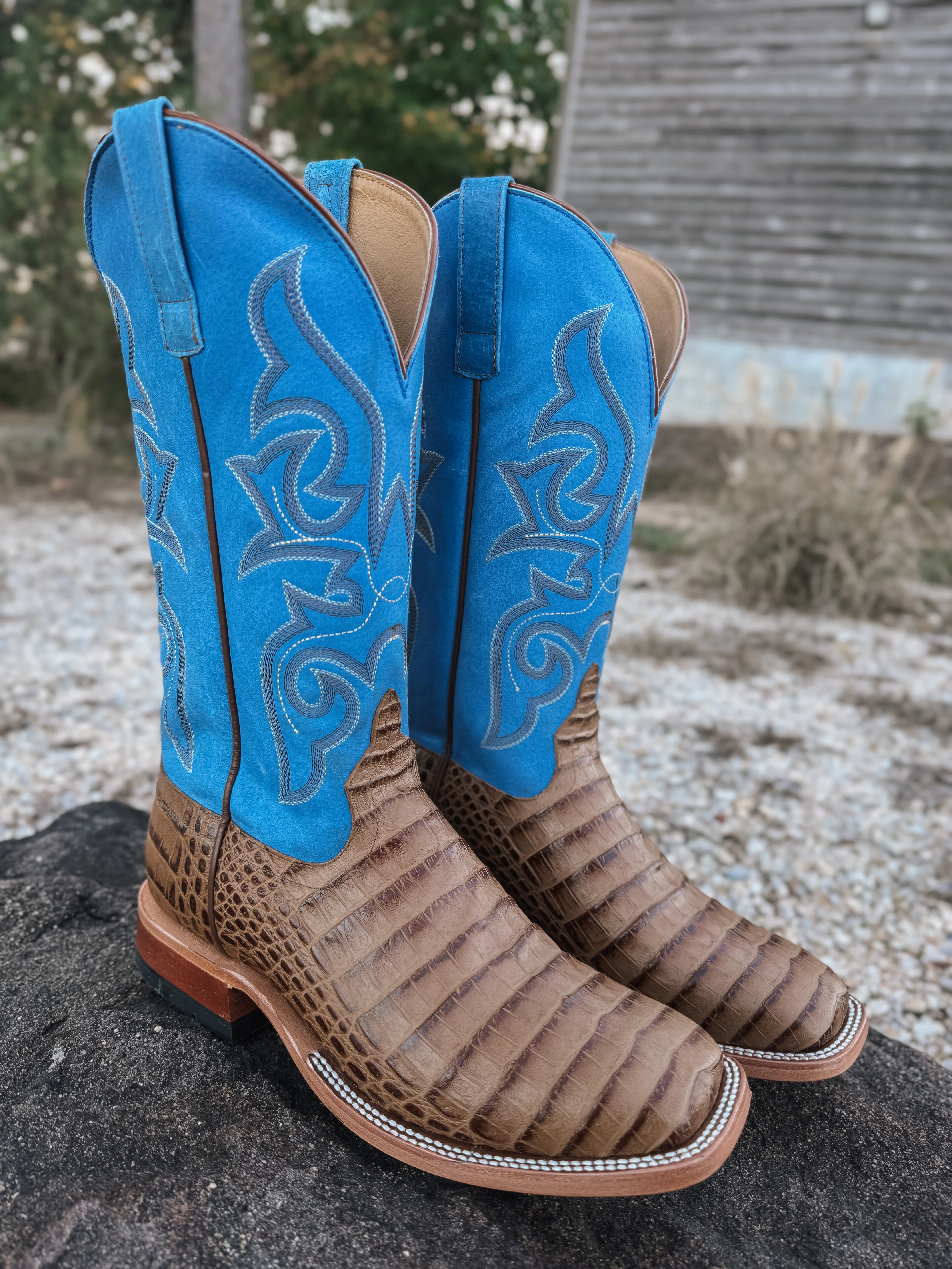 Men's Horse Power Caiman Print Blue Sinsation Western Boots - Image 4