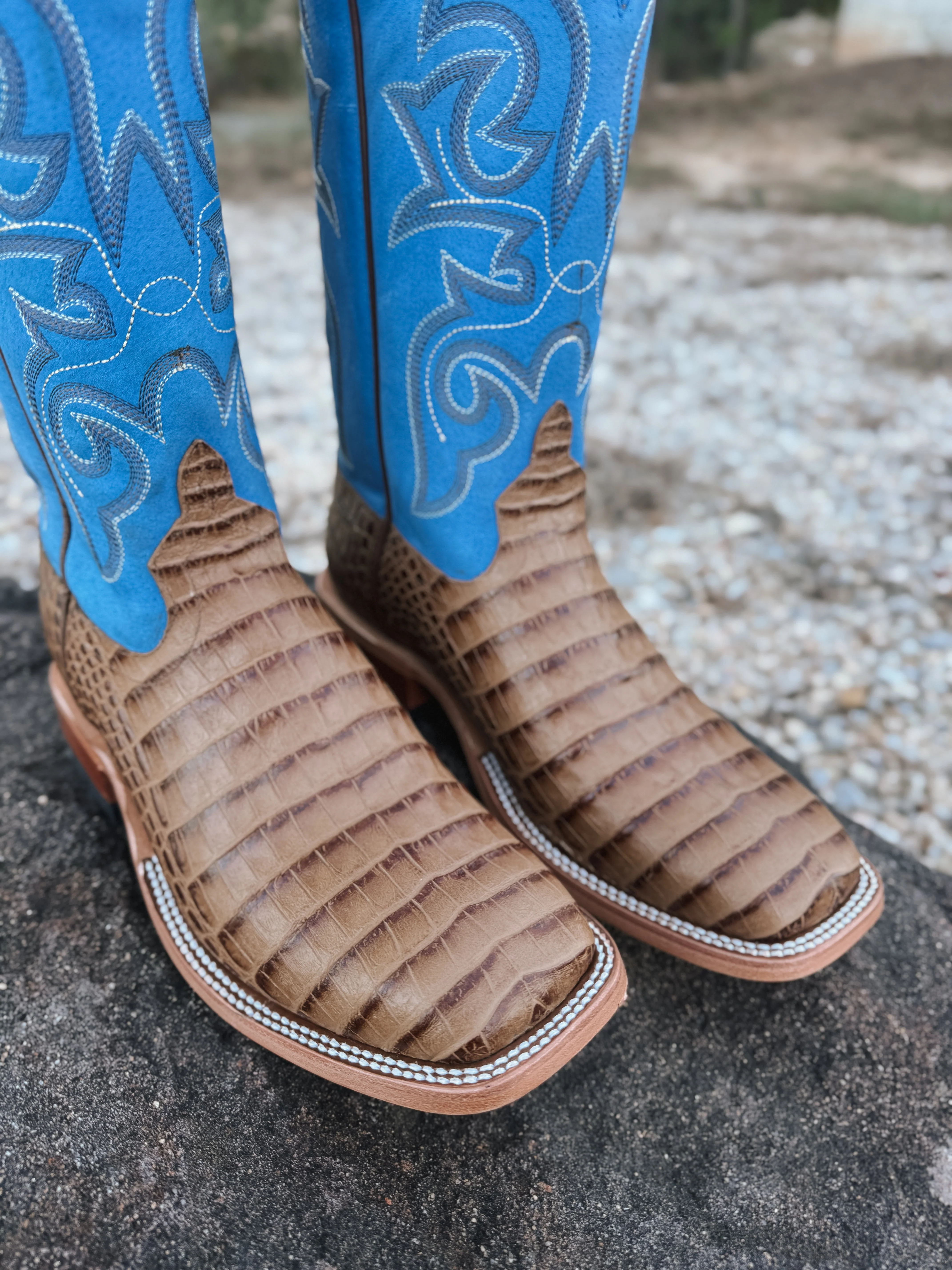 Men's Horse Power Caiman Print Blue Sinsation Western Boots - Image 5