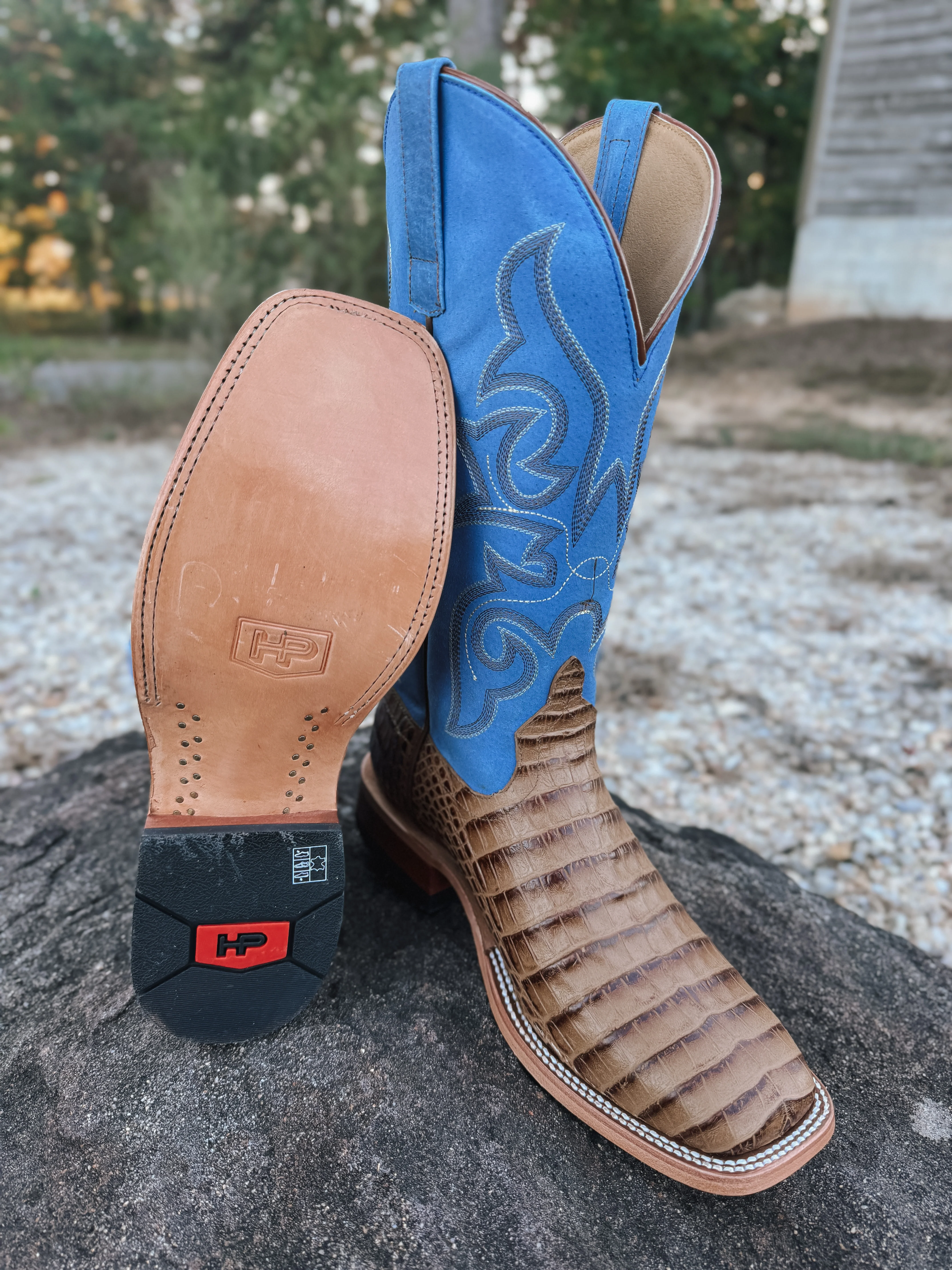 Men's Horse Power Caiman Print Blue Sinsation Western Boots - Image 6