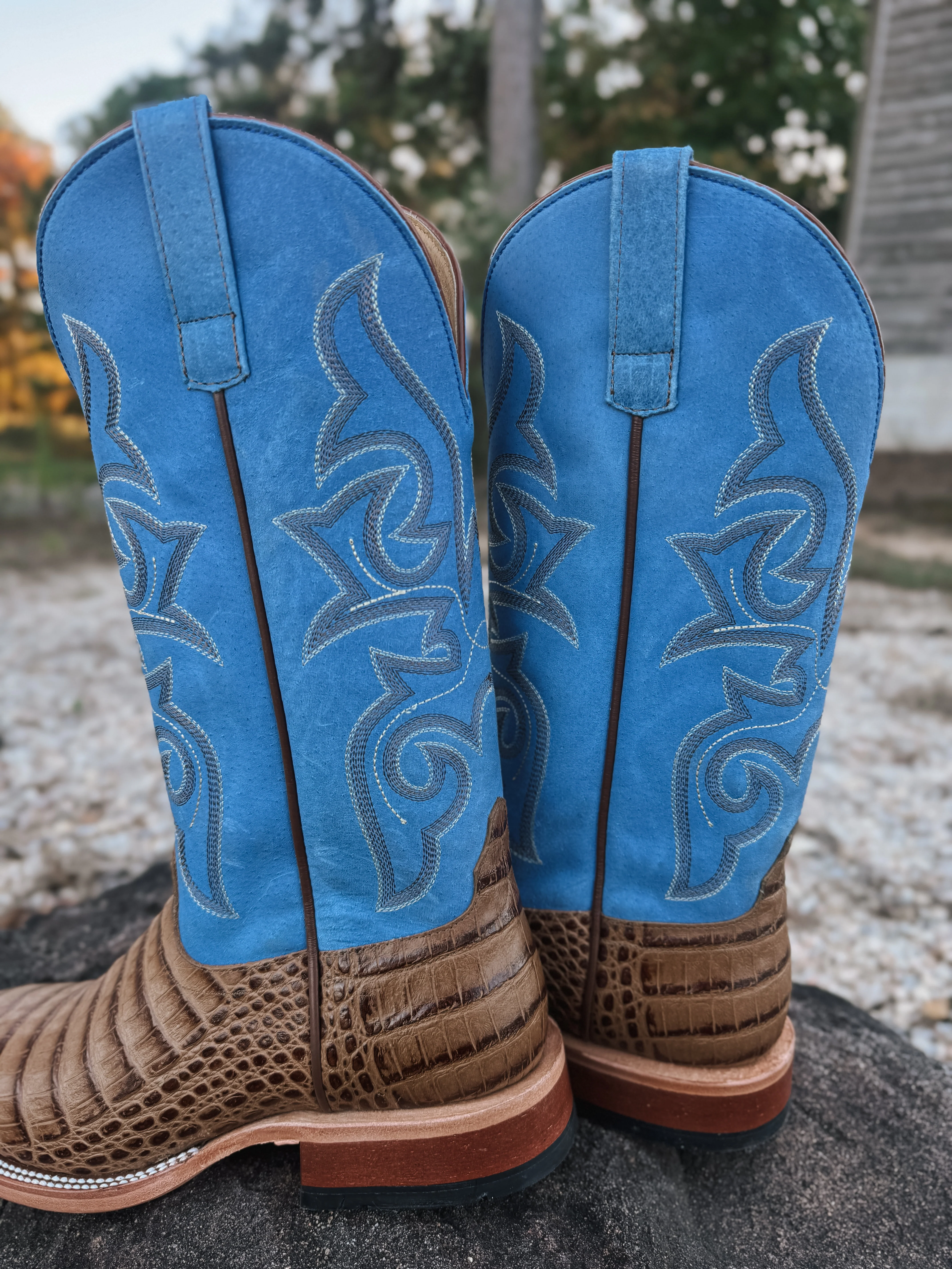 Men's Horse Power Caiman Print Blue Sinsation Western Boots - Image 9