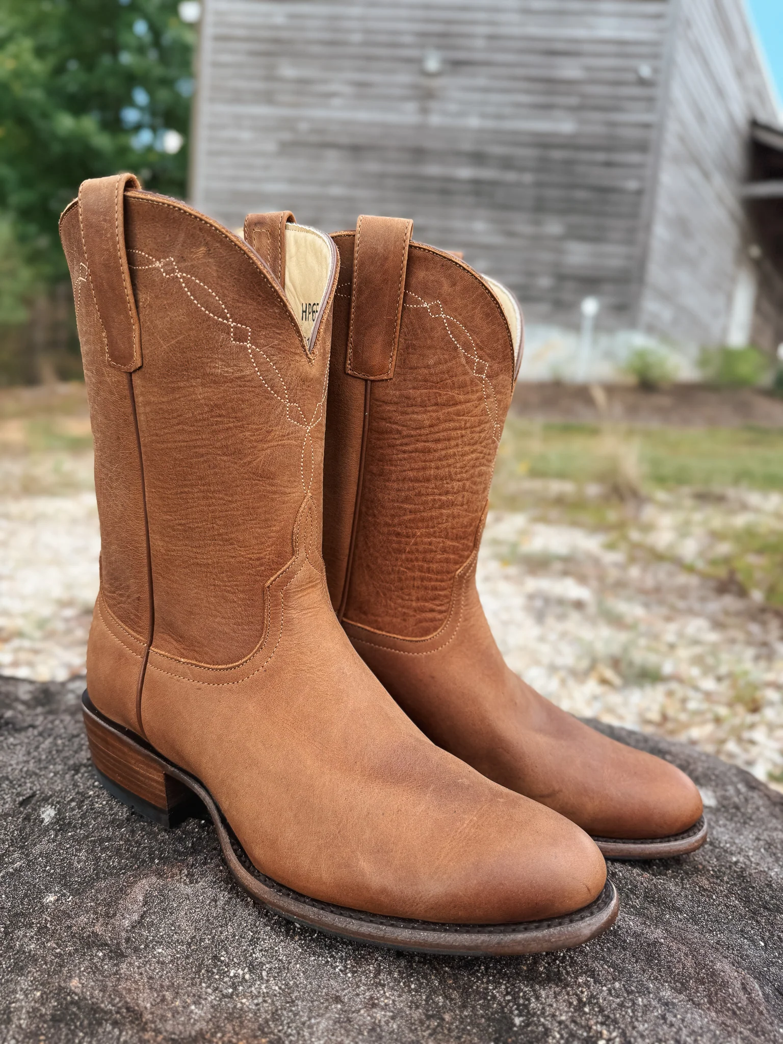 Men's Horse Power Honey Crazy Horse Round Toe Boots - Image 5
