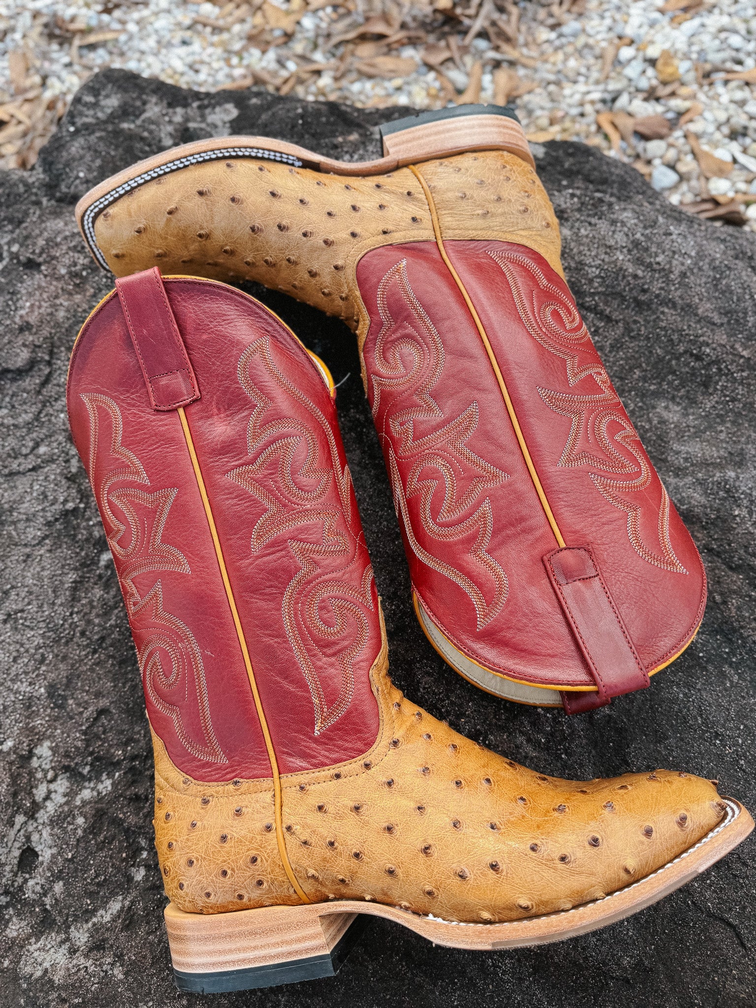 Men's Horse Power Red Station Antique Saddle Full Quill Ostrich Boots - Image 10