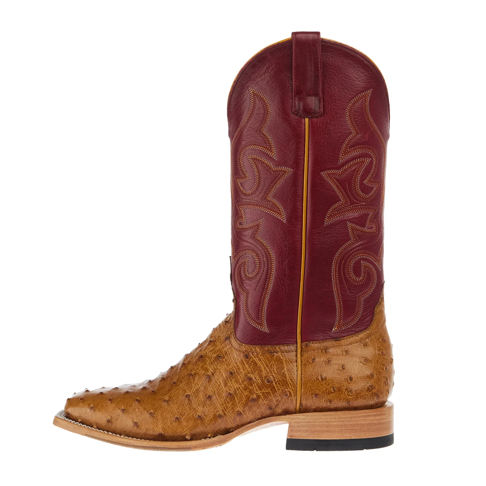 Men's Horse Power Red Station Antique Saddle Full Quill Ostrich Boots - Image 2