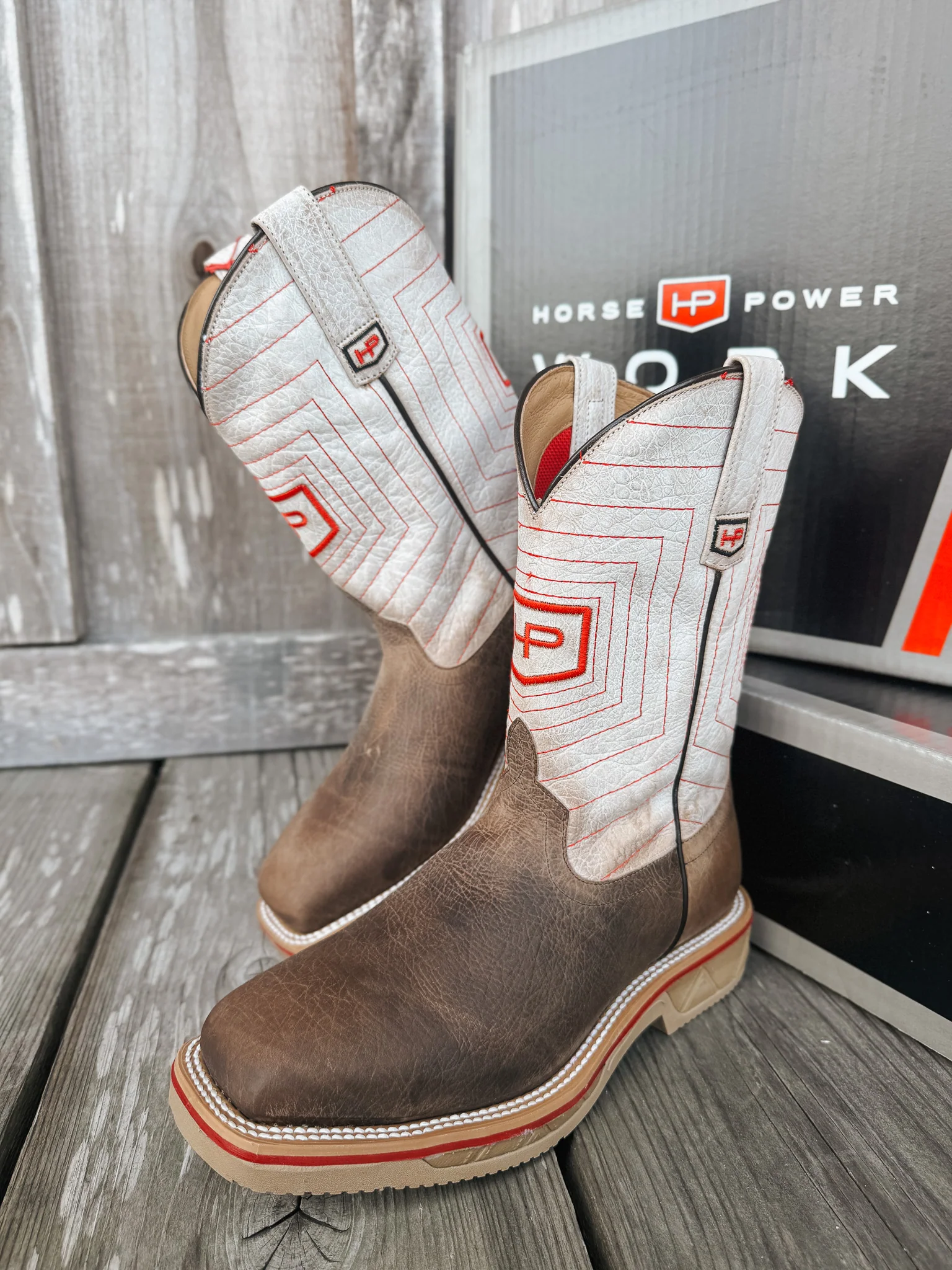 Men's Horse Power Earth Distressed Bison Steel Toe Work Boots - Image 4