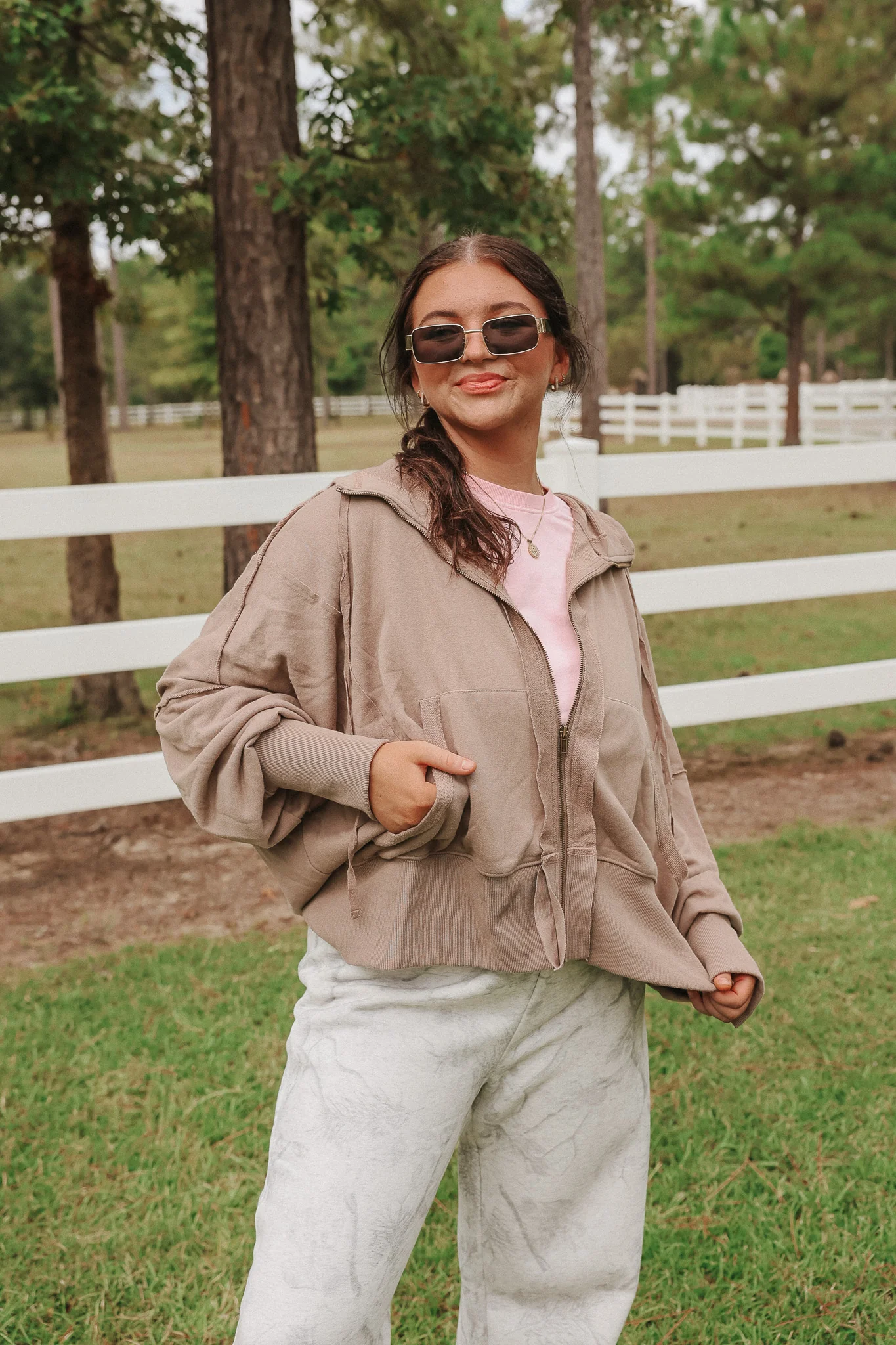 Cool Breeze Oversized Jacket in Taupe - Image 5