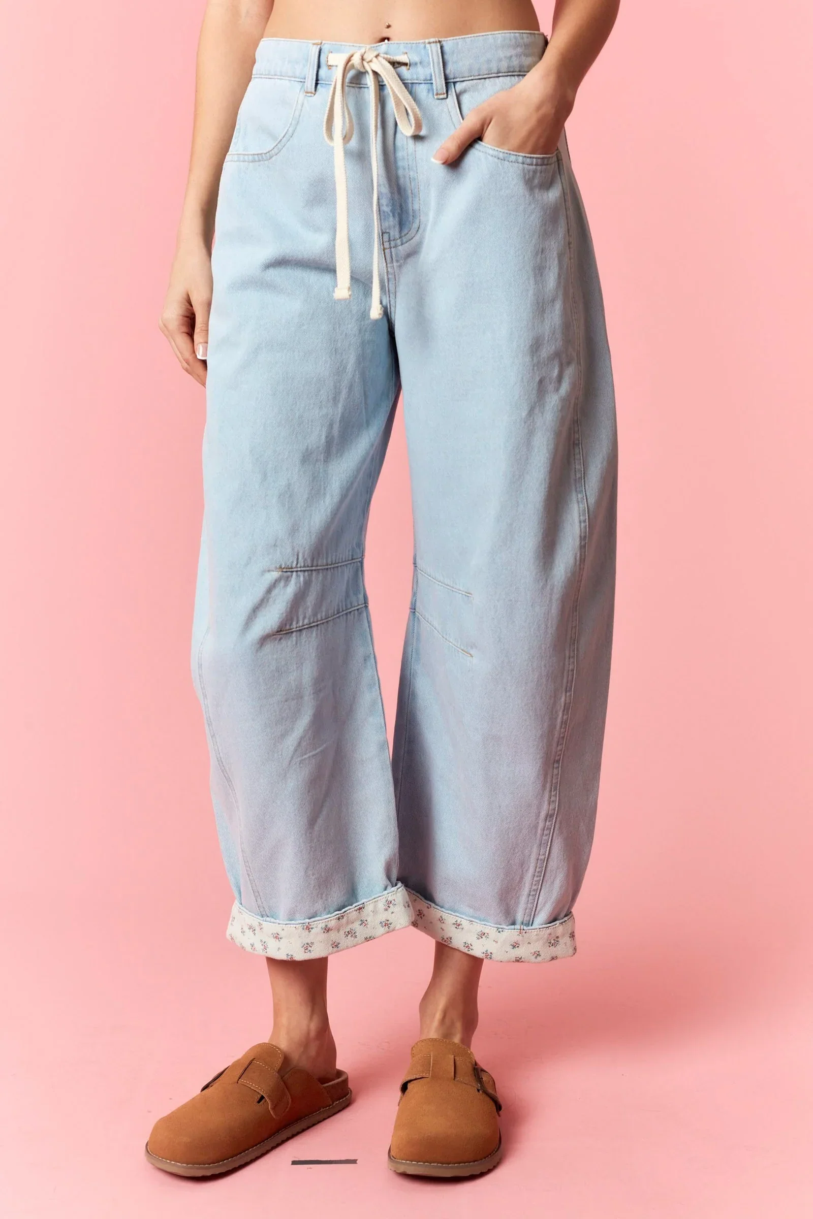 The Nori Floral Hem Barrel Jean - Image 2