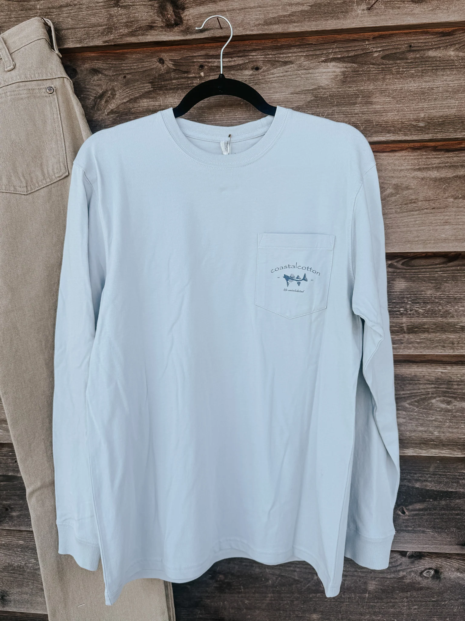 Coastal Cotton Fly Long Sleeve T-Shirt in Dawn Grey - Image 2