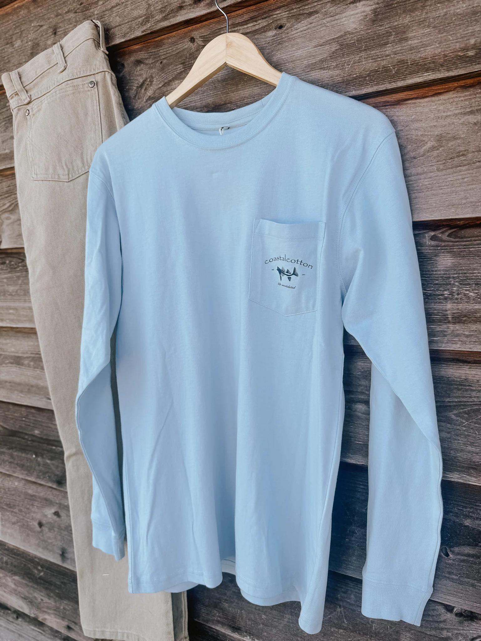 Coastal Cotton Trout Long Sleeve T-Shirt in Sky Blue - Image 2