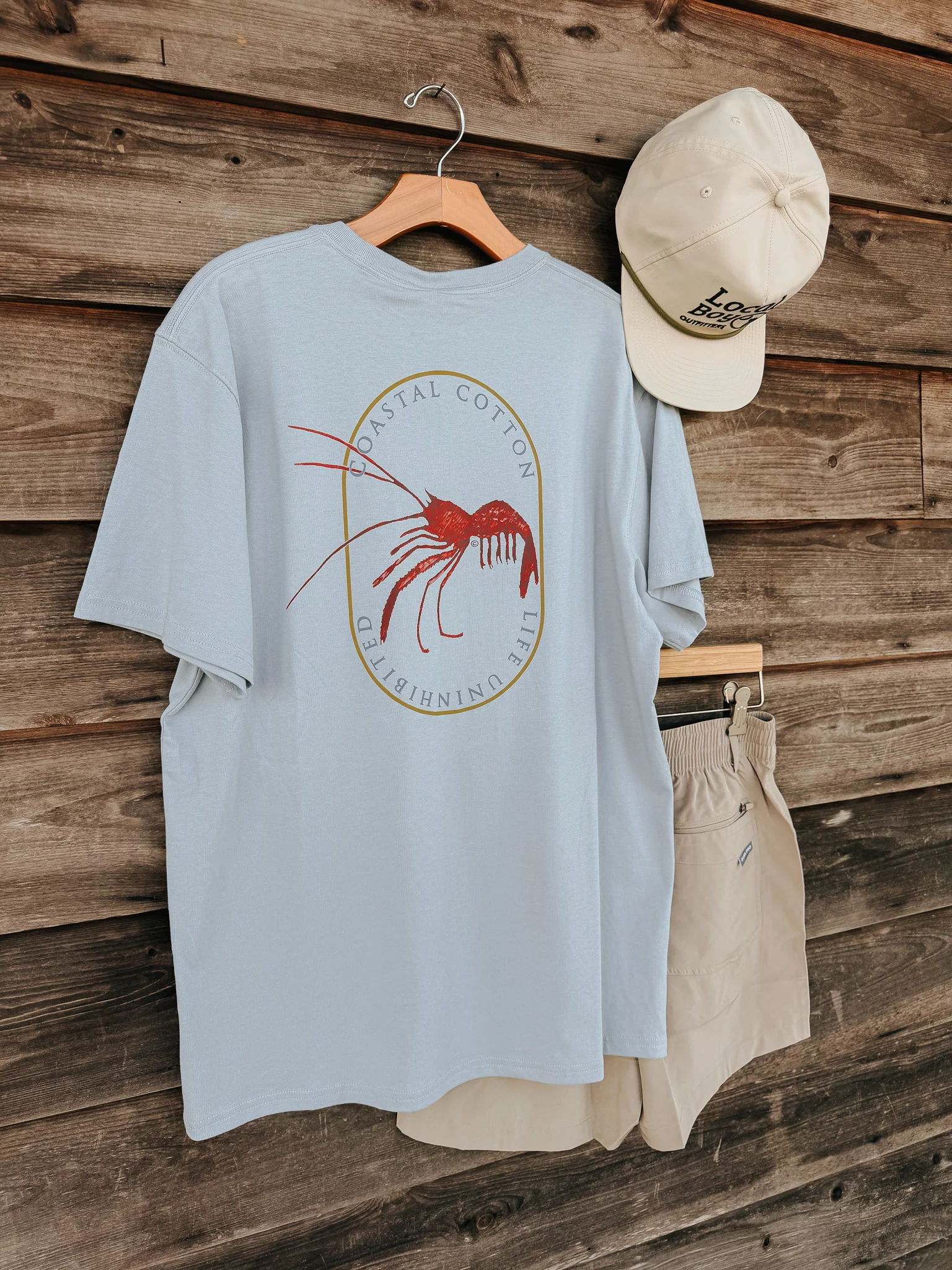 Men's Coastal Cotton Crawfish T-Shirt - Blue Fog - Image 2