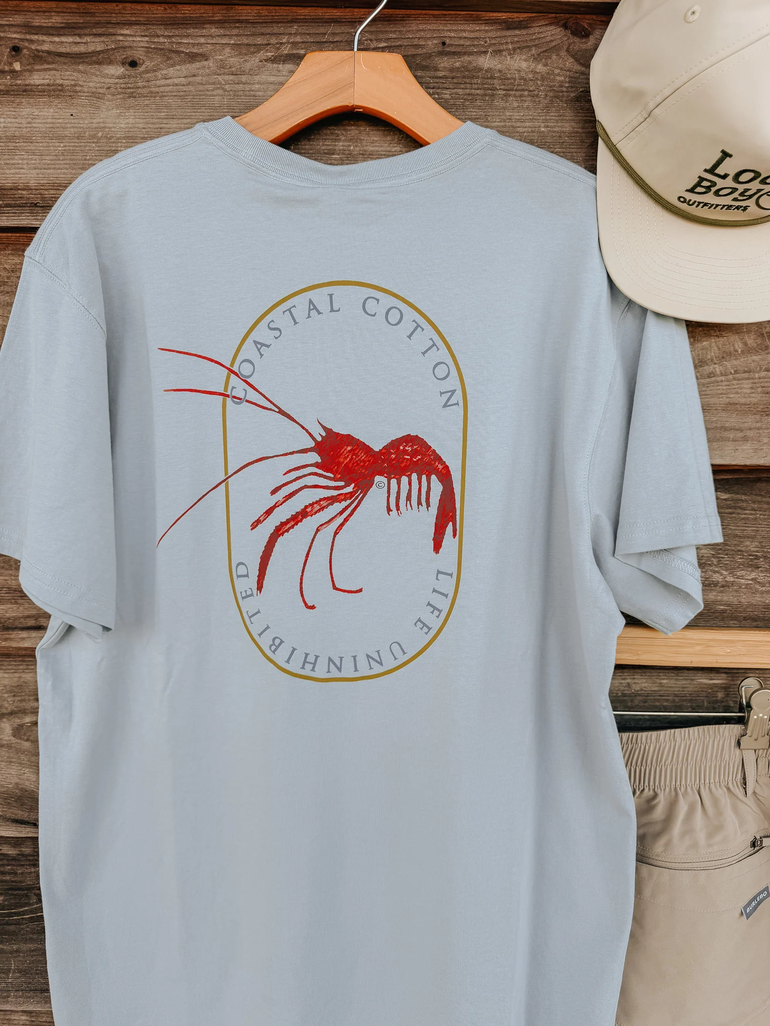 Men's Coastal Cotton Crawfish T-Shirt - Blue Fog - Image 3