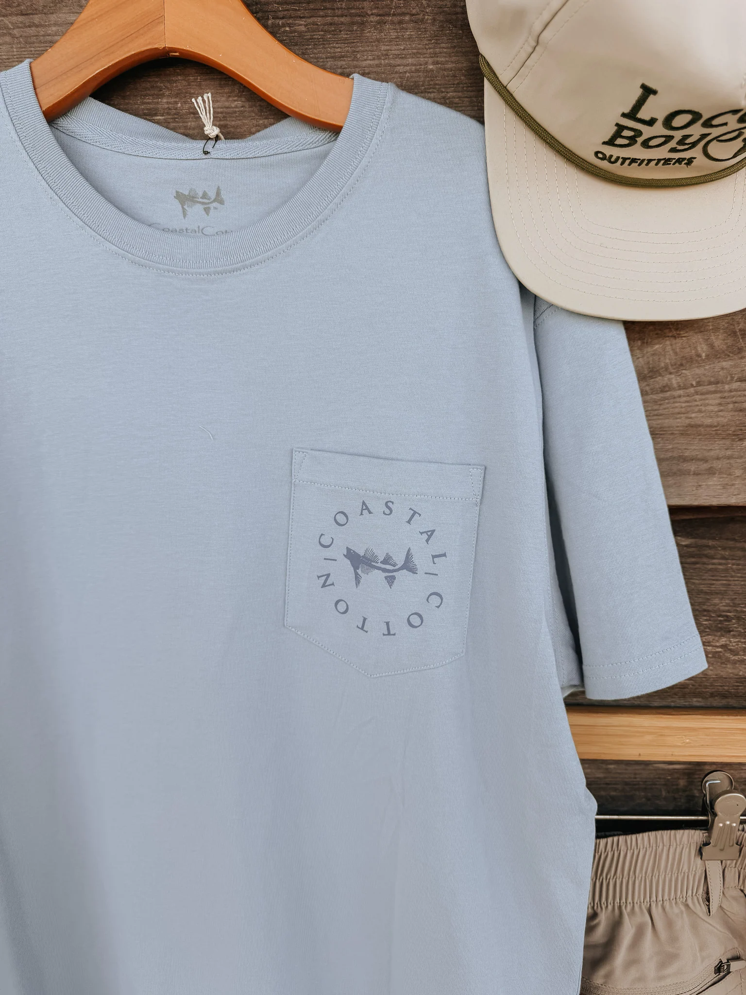 Men's Coastal Cotton Crawfish T-Shirt - Blue Fog - Image 4