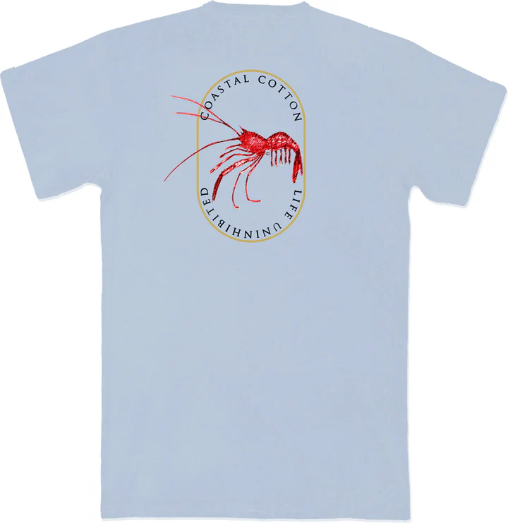 Men's Coastal Cotton Crawfish T-Shirt - Blue Fog - Image 6