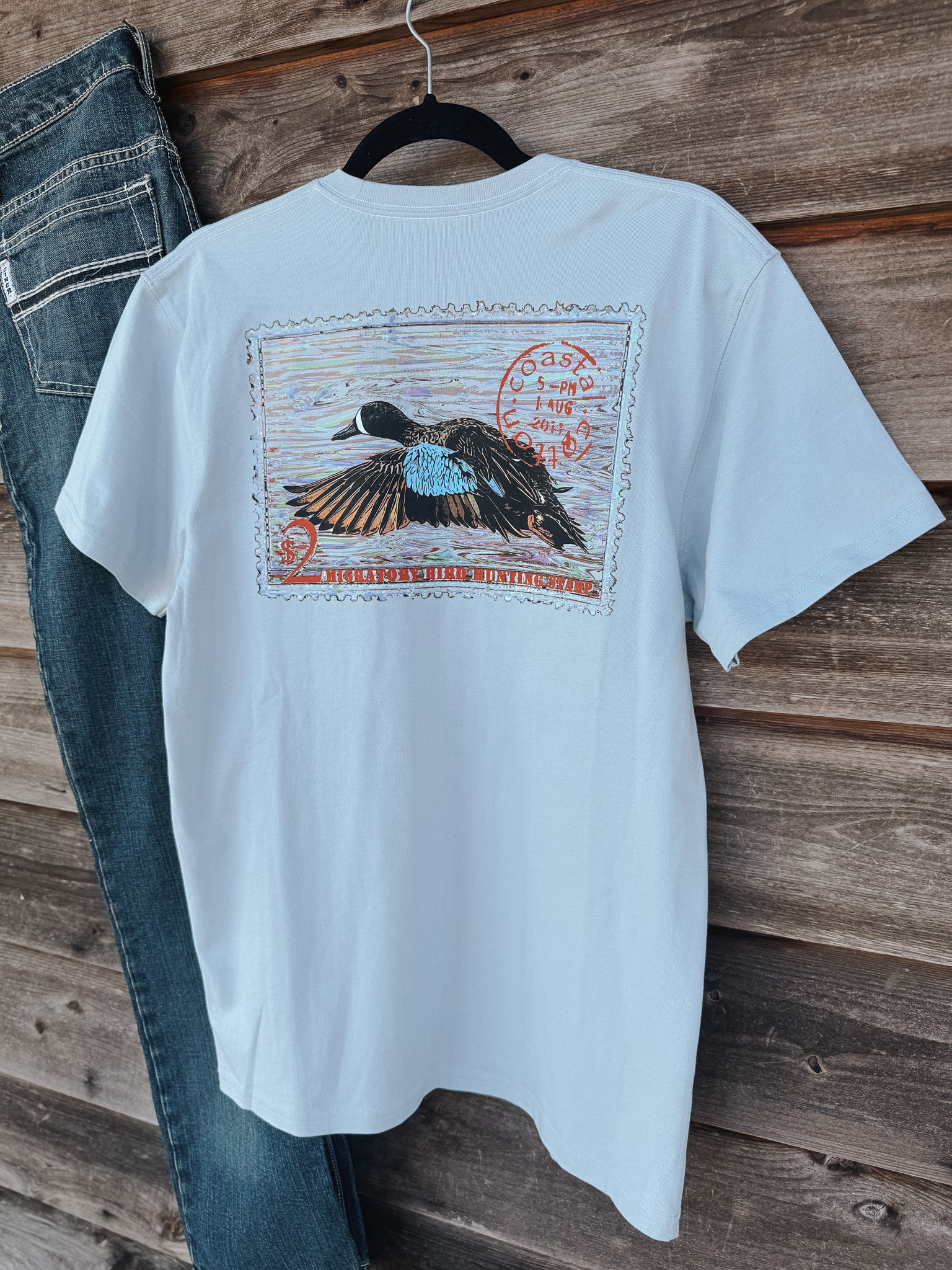 Coastal Cotton Duck Stamp T-Shirt in Dawn Grey - Image 3