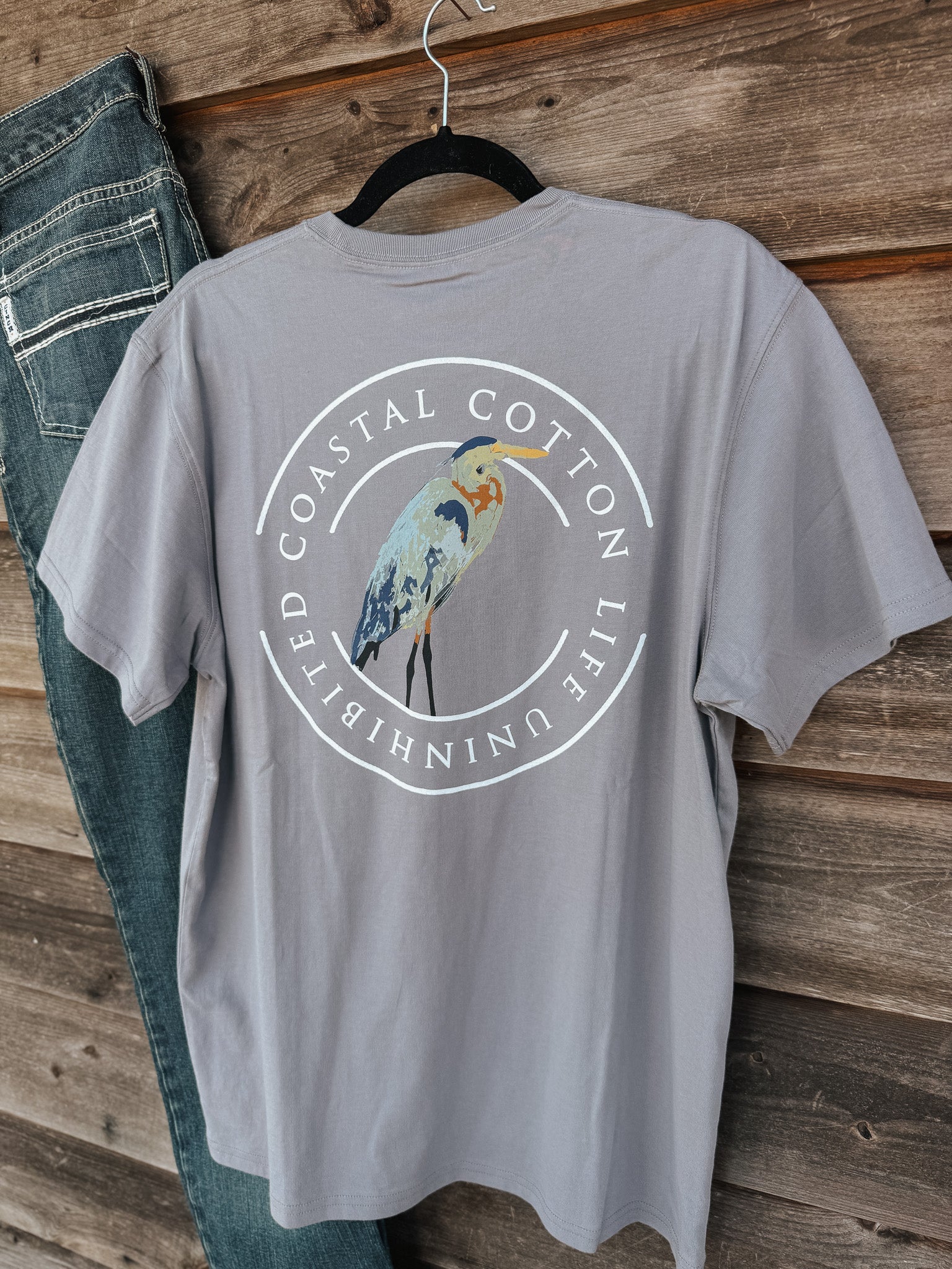 Coastal Cotton Heron T-Shirt in Eventide - Image 3