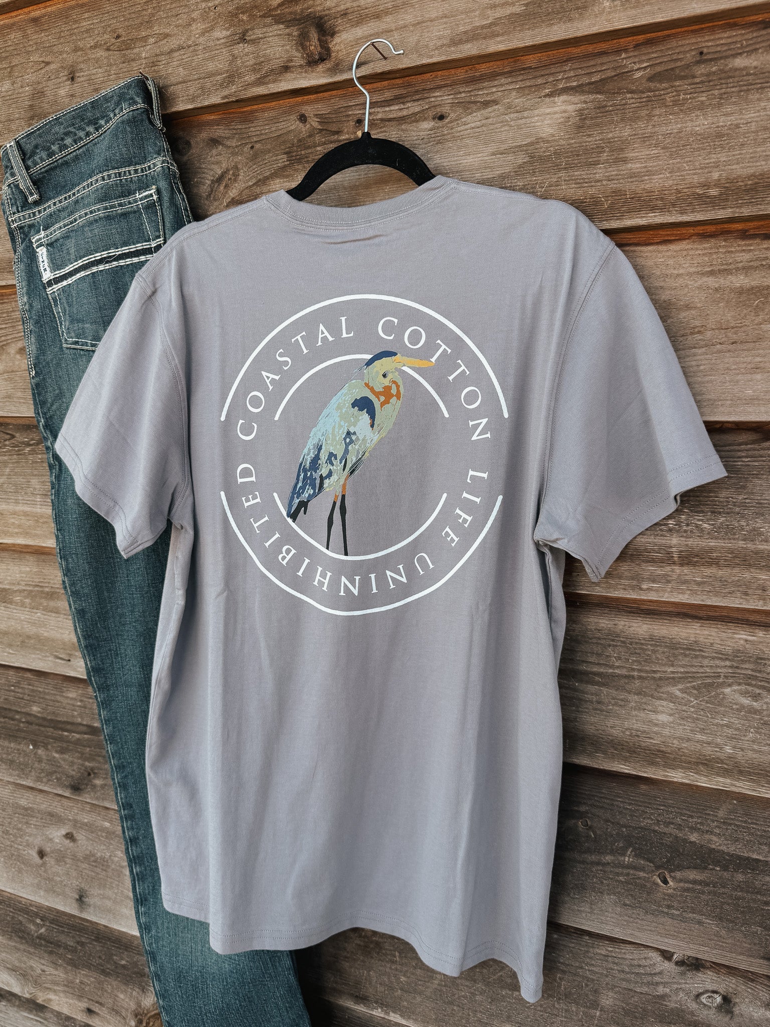 Coastal Cotton Heron T-Shirt in Eventide - Image 4