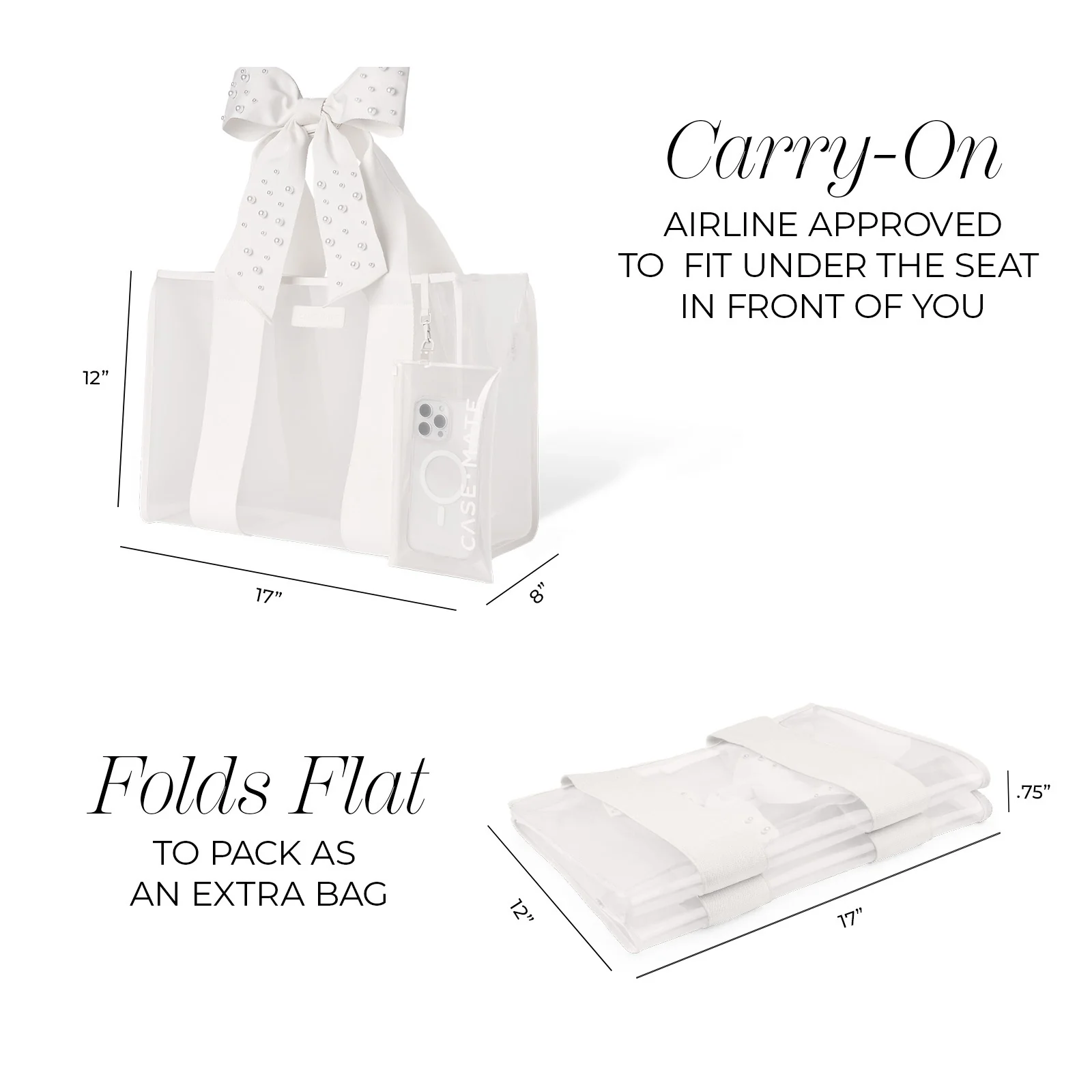 Case-Mate Bow Jelly Tote Bag - Ivory Pearl - Image 11