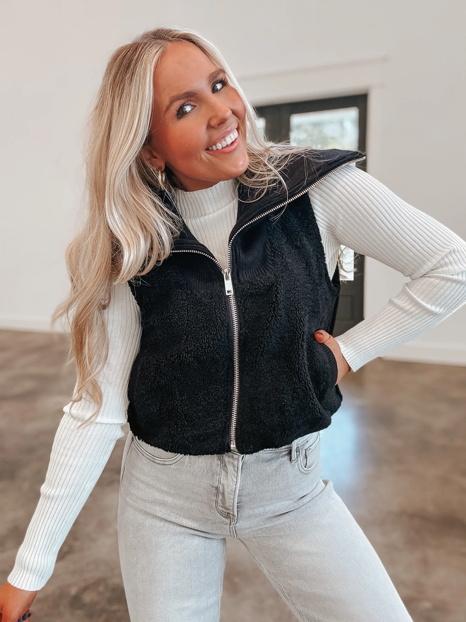 Cabin Cozy Black Vest - Image 4