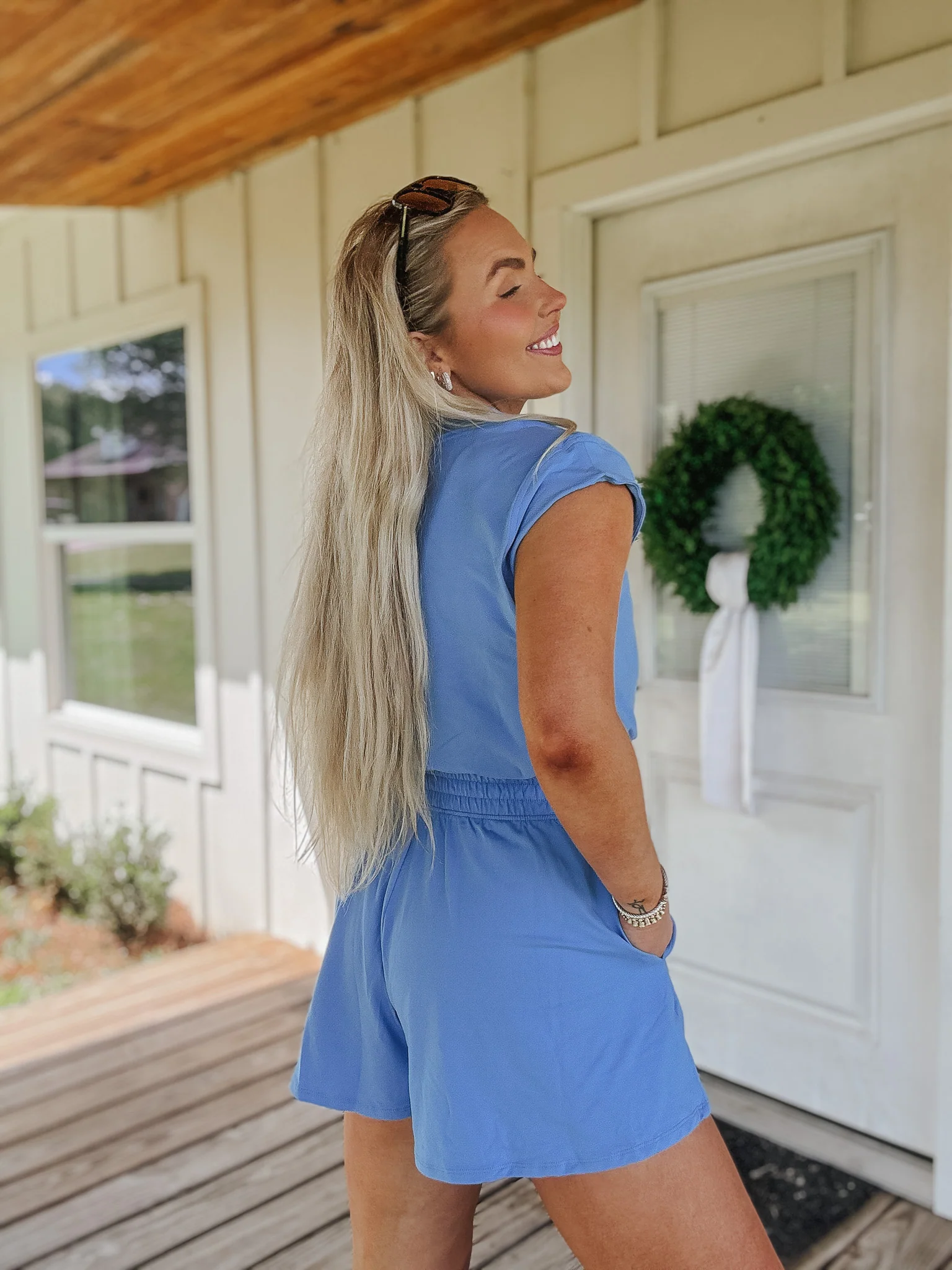 Sporty Spice Athletic Romper in Aqua Splash - Image 4