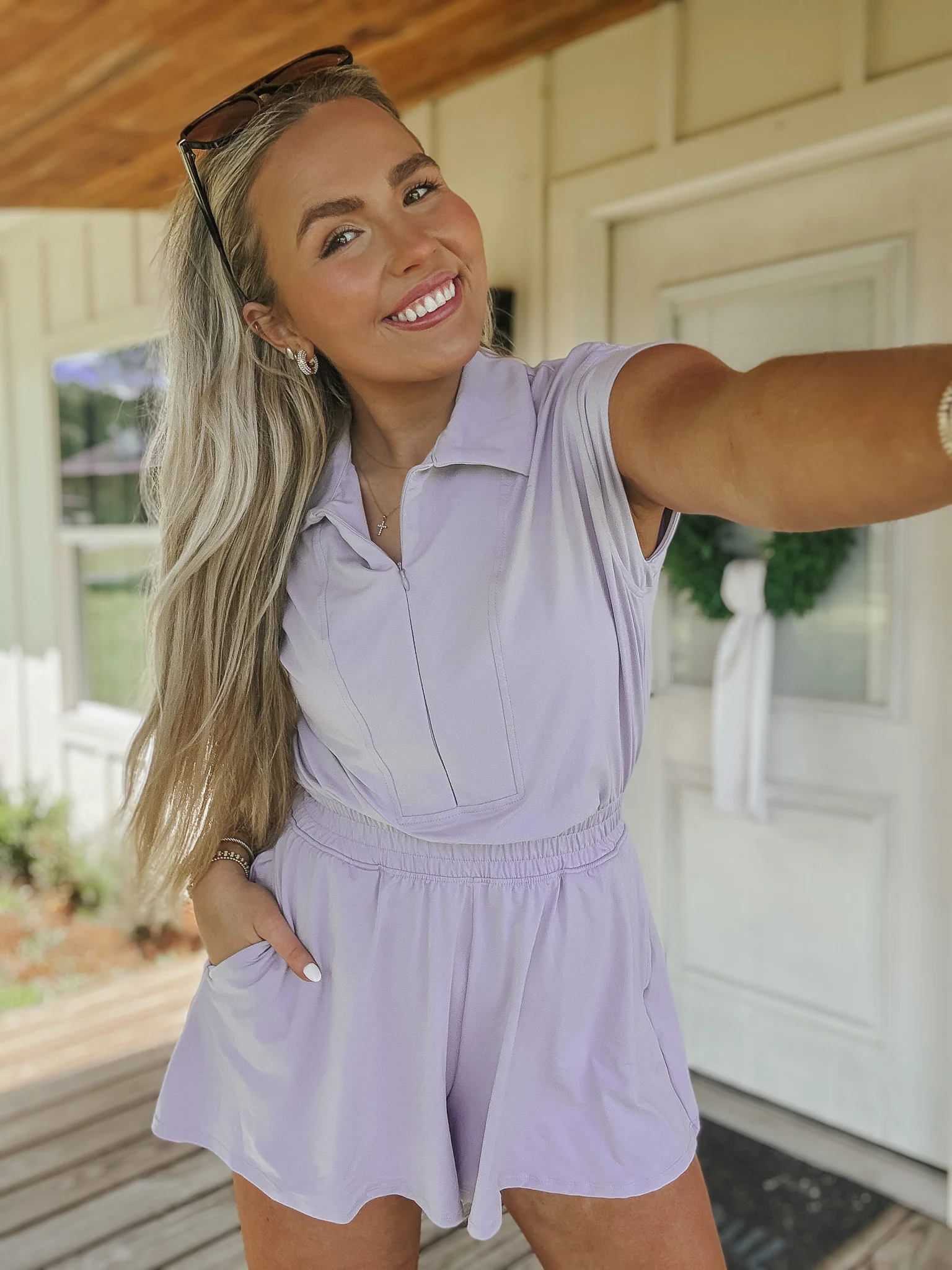 Sporty Spice Athletic Romper in Lavender - Image 2