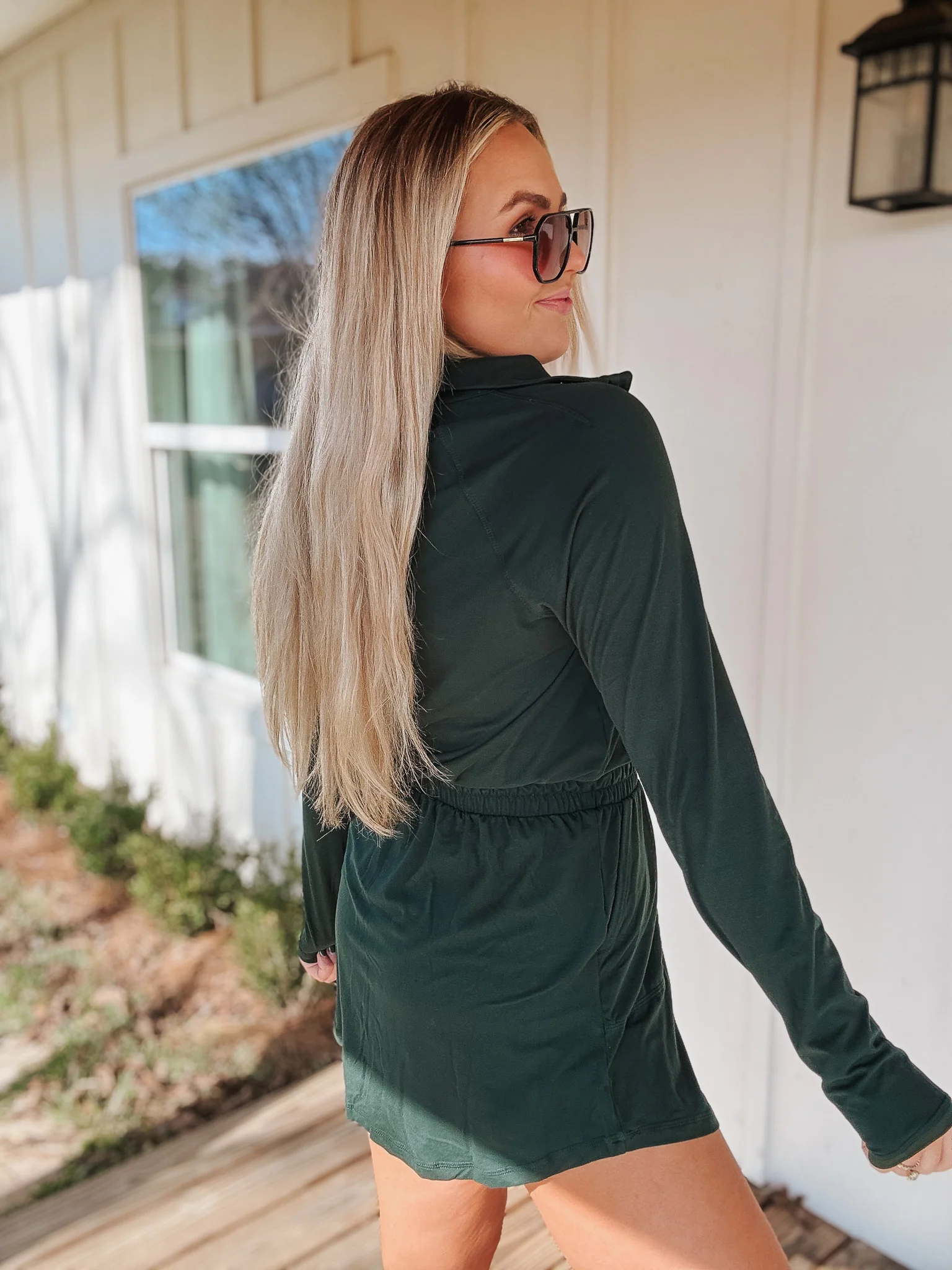 Sporty Spice Long Sleeve Dress in Green - Image 3