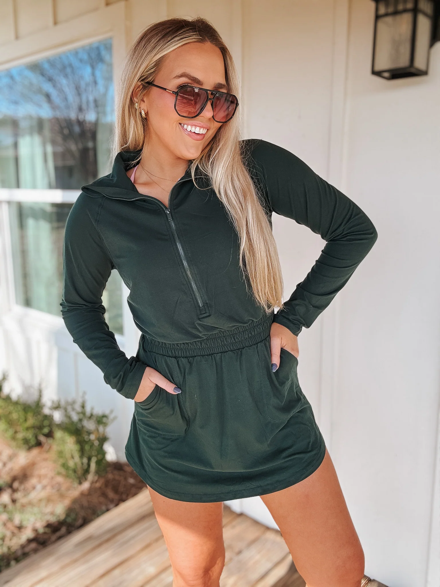Sporty Spice Long Sleeve Dress in Green - Image 4