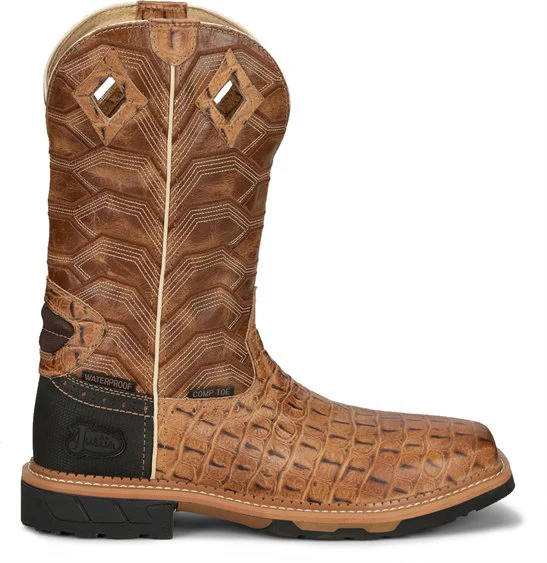 MEN'S JUSTIN CROC PRINT DERRICKMAN COMPOSITE TOE WATERPROOF BOOTS - Image 7