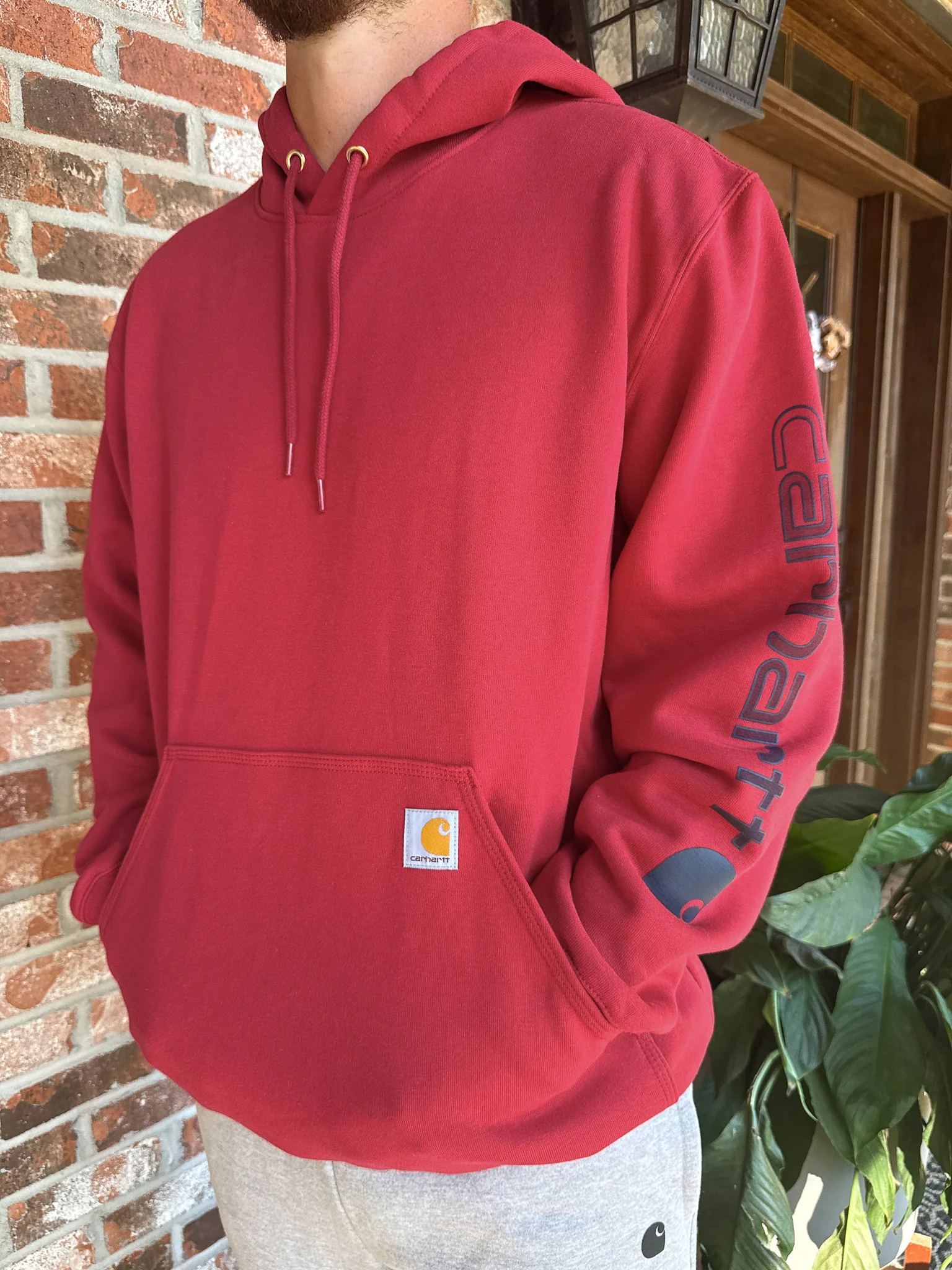 Carhartt Loose Fit Midweight Logo Hoodie - Red - Image 4