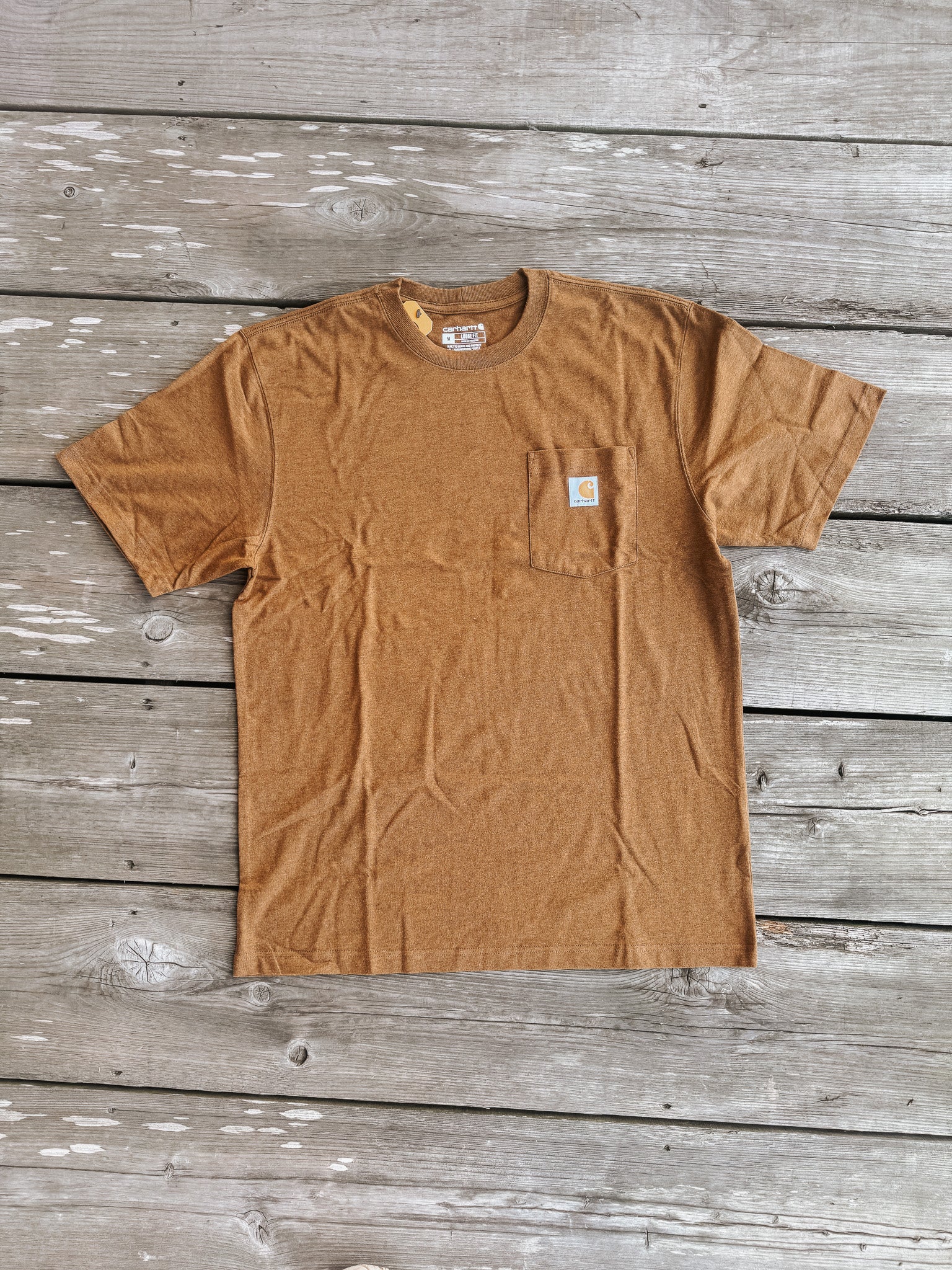 Carhartt Loose Fit Heavyweight Short-Sleeve Pocket T-Shirt in Oiled Walnut Heather - Image 4