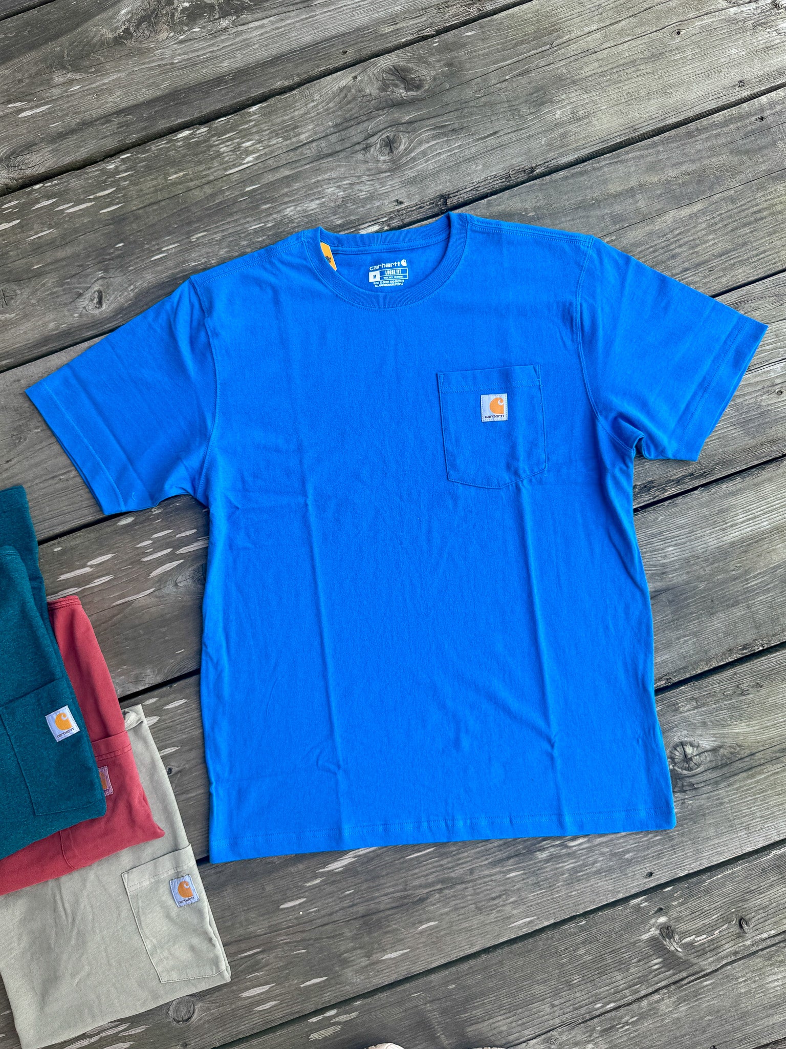 Carhartt Loose Fit Heavyweight Short-Sleeve Pocket T-Shirt in Horizon Blue - Image 3