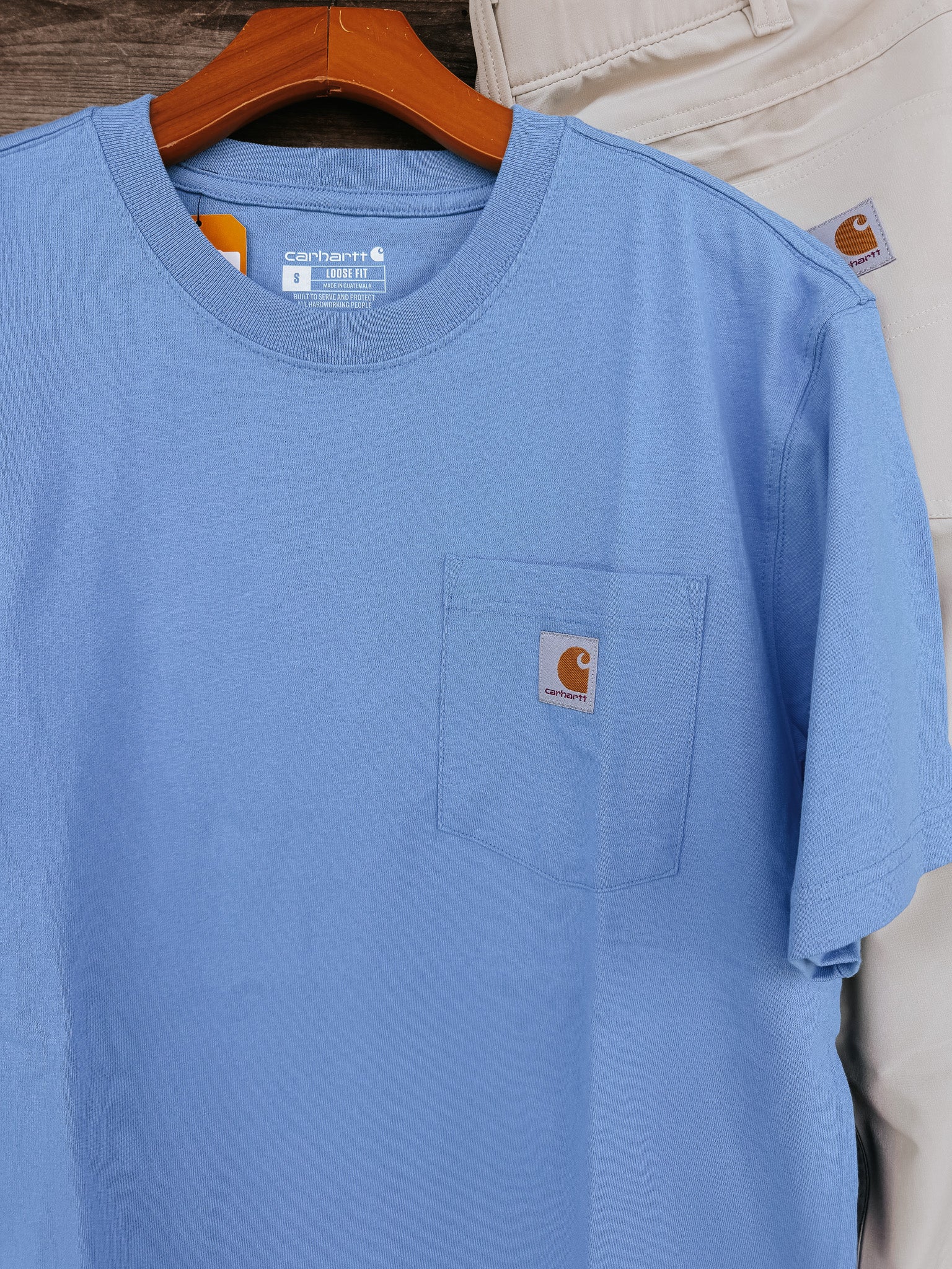 Carhartt Men's Iconic K87 Loose Fit Pocket T-Shirt in Tranquil Blue - Image 2