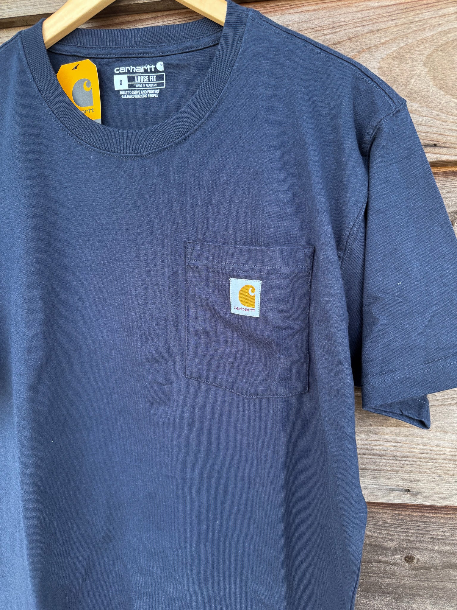 CARHARTT LOOSE FIT HEAVYWEIGHT SHORT-SLEEVE POCKET T-SHIRT IN NAVY - Image 5