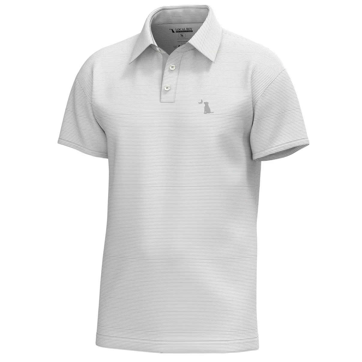 Local Boy Youth Palms Polo in Gray/White - Image 2