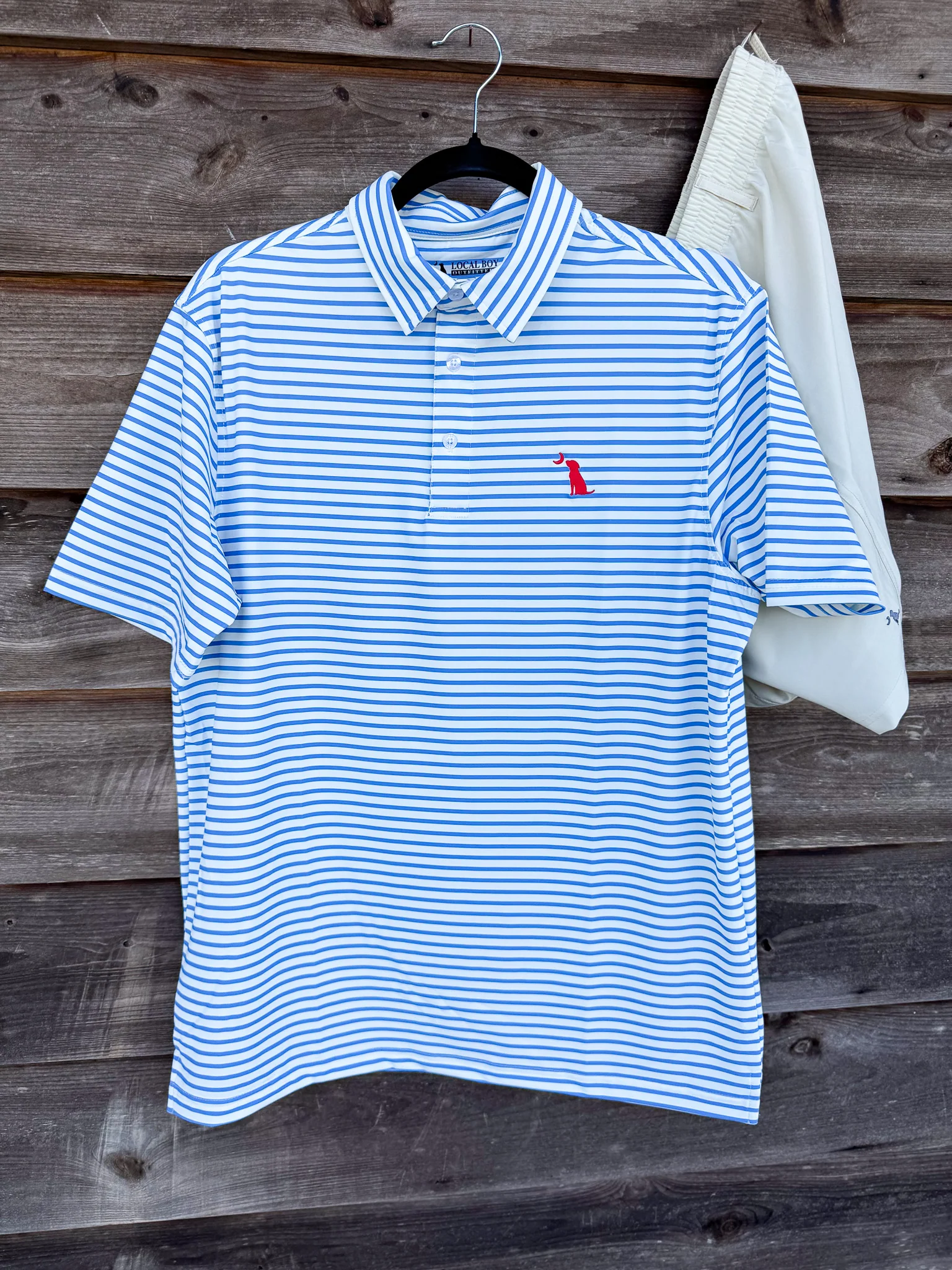 Men's Local Boy Outfitters Edisto Polo in Marina/White - Image 7