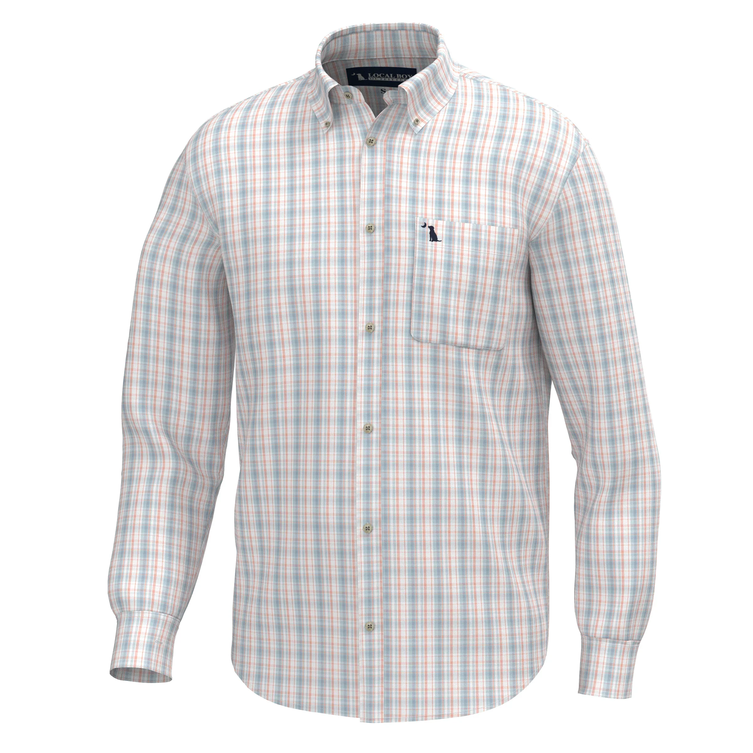 Local Boy Lee Dress Shirt in Light Blue & Salmon - Image 10
