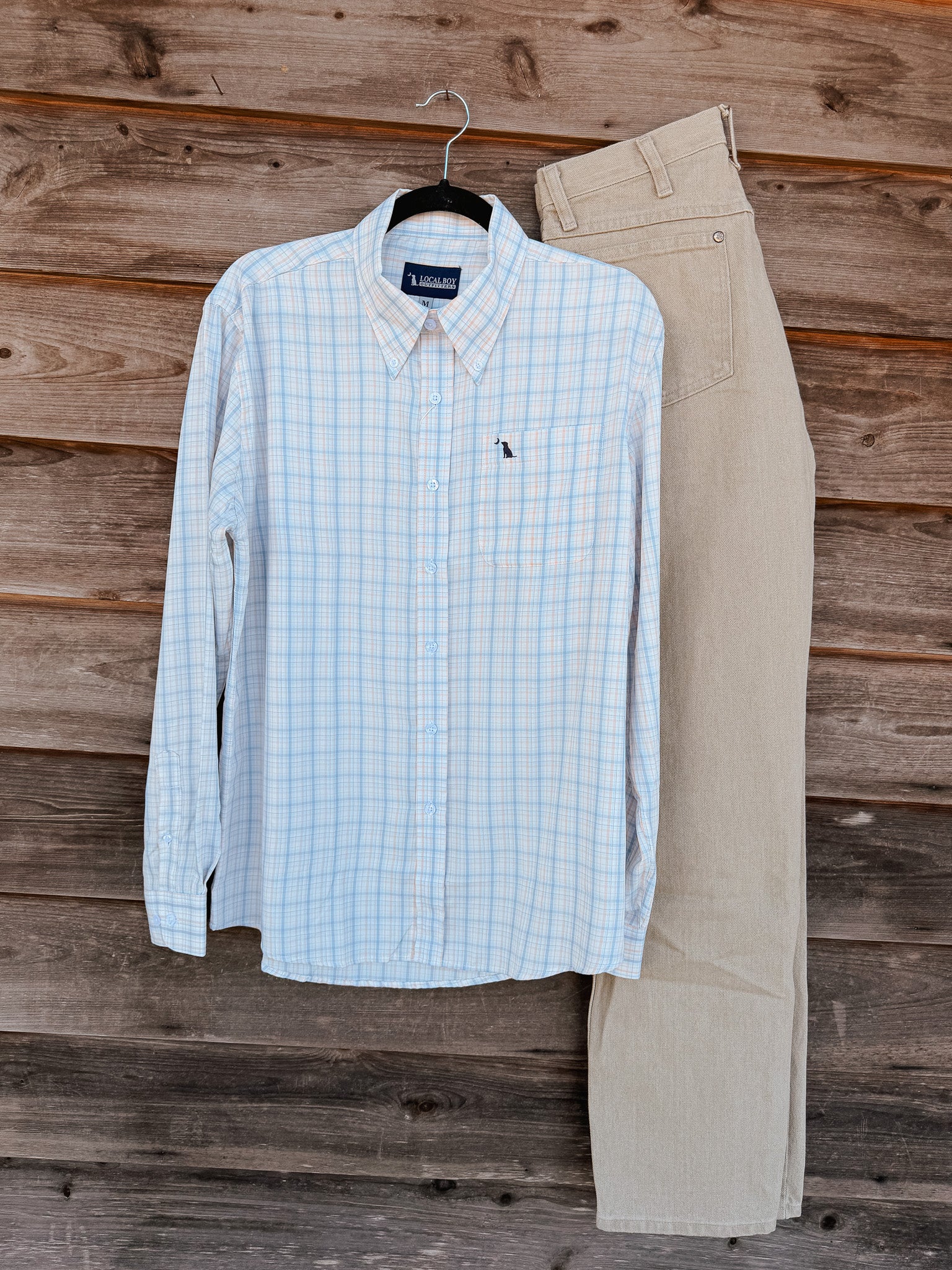 Local Boy Lee Dress Shirt in Light Blue & Salmon - Image 4
