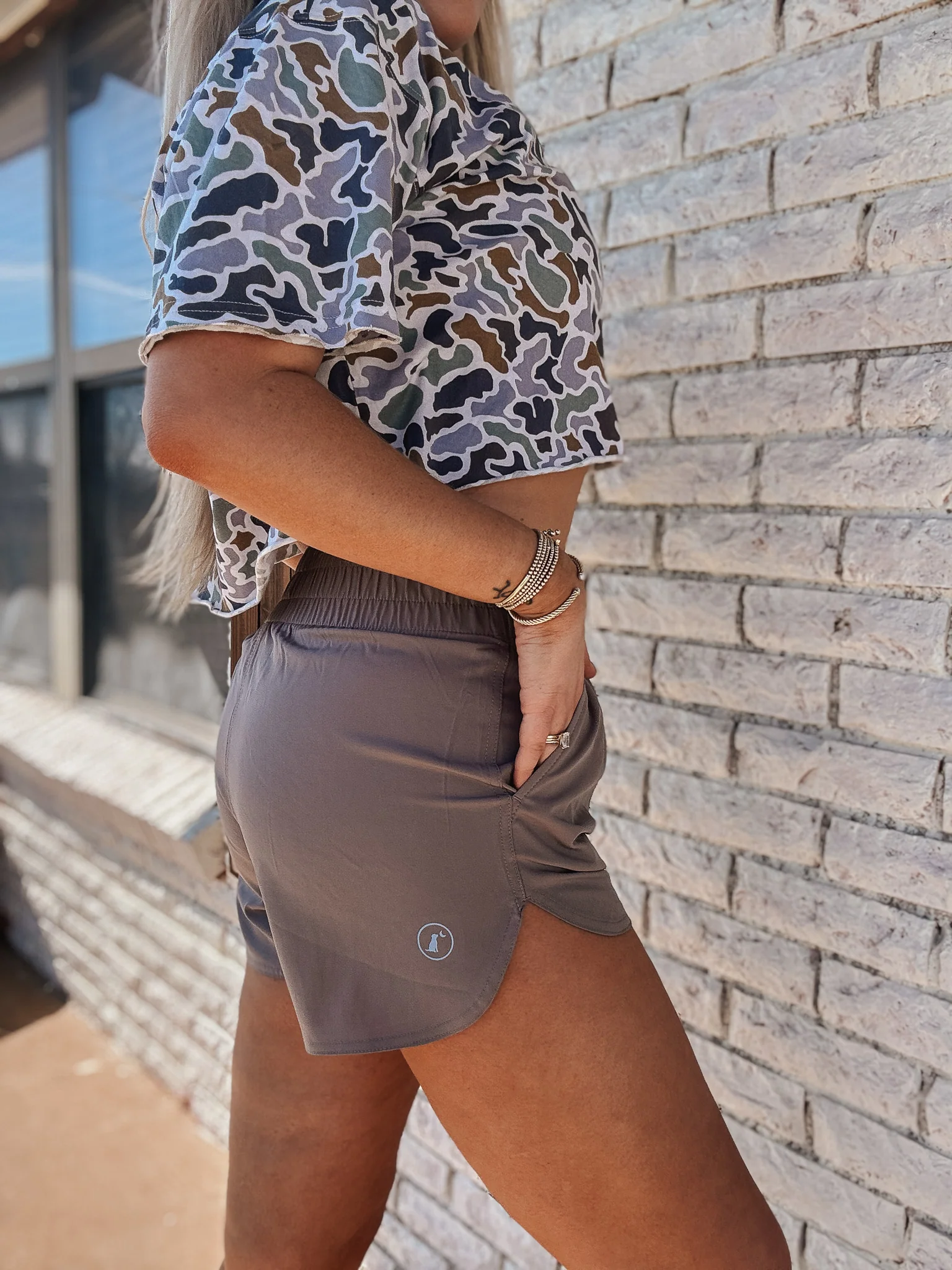 Local Girl Outfitters High-Waisted Volley Shorts in Cocoa - Image 6