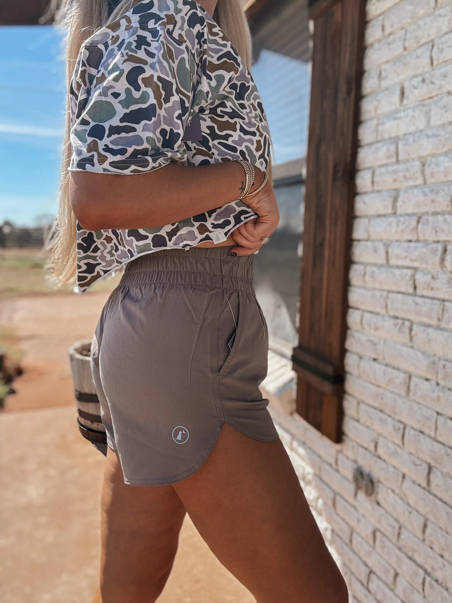 Local Girl Outfitters High-Waisted Volley Shorts in Cocoa - Image 7