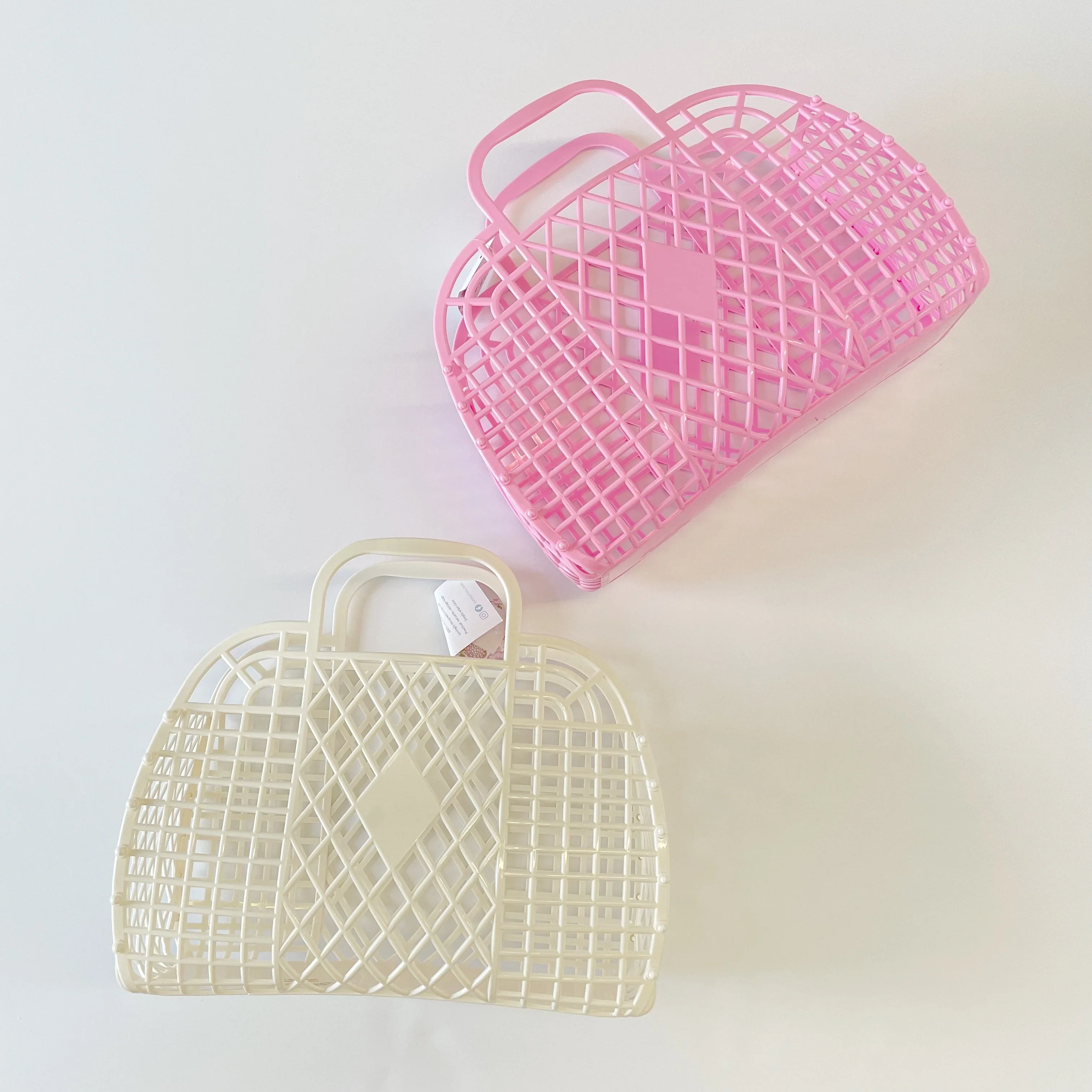 Retro Large Basket in Cream - Image 3