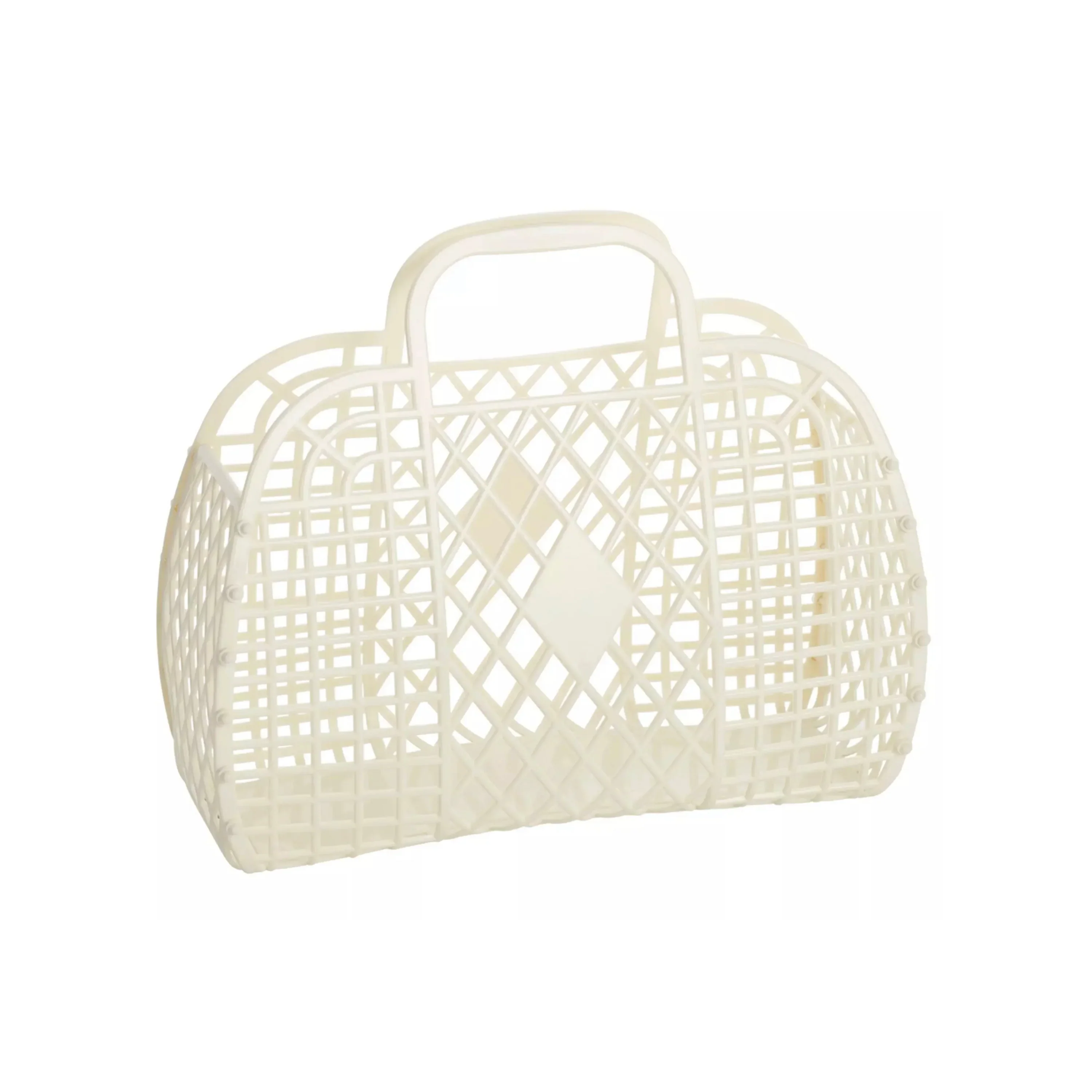 Retro Large Basket in Cream - Image 5