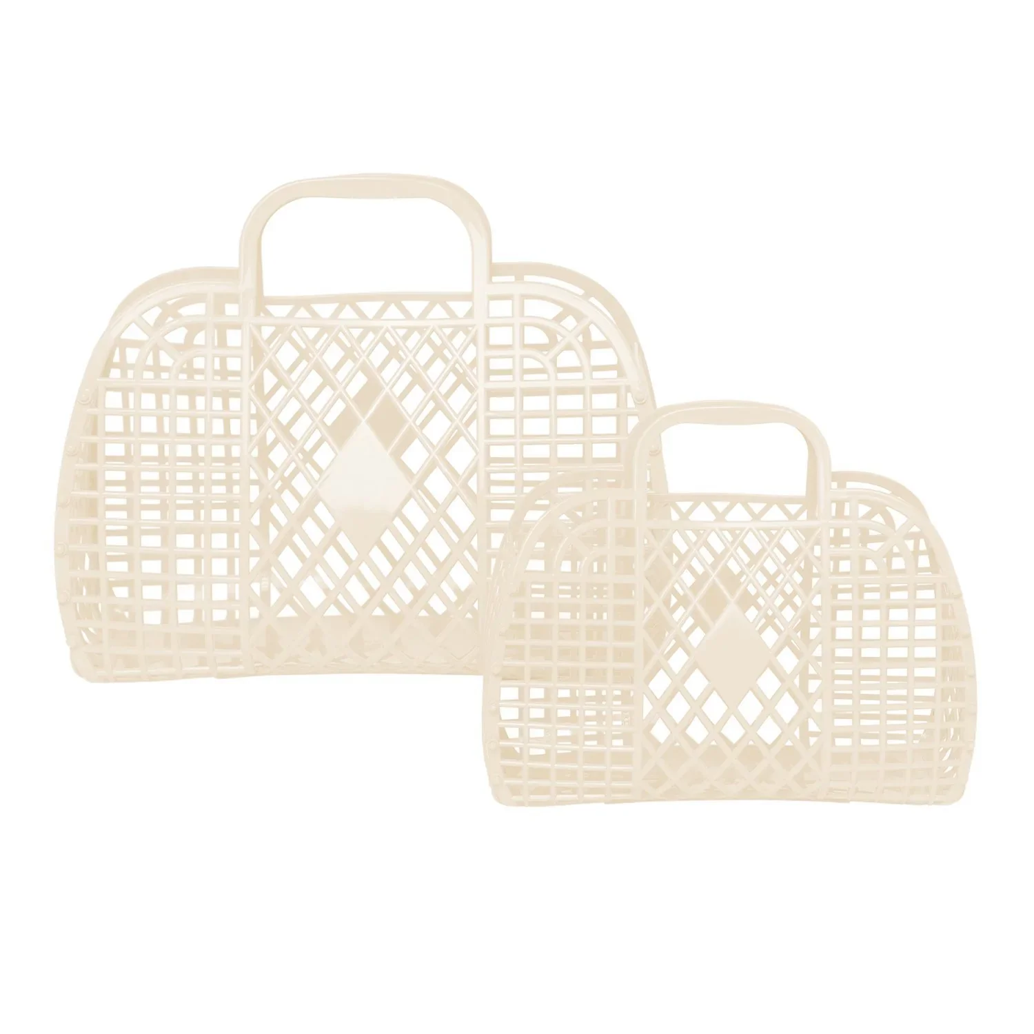 Retro Large Basket in Cream - Image 6