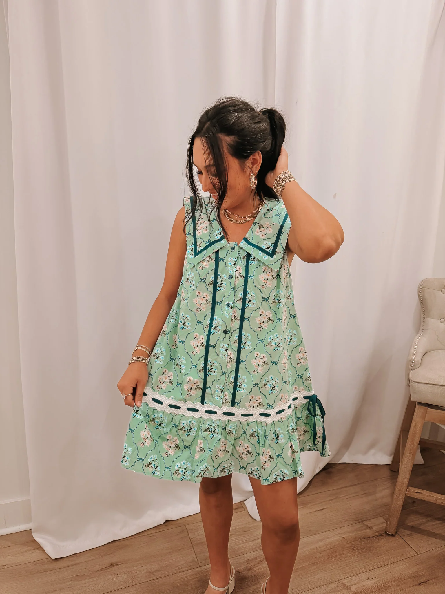 Vintage Garden Floral Dress - Image 5