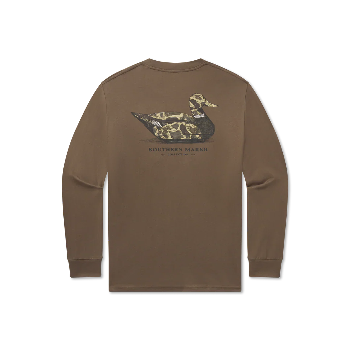 Southern Marsh Vintage Camo Duck Decoy T-Shirt in Carajillo Brown - Image 7