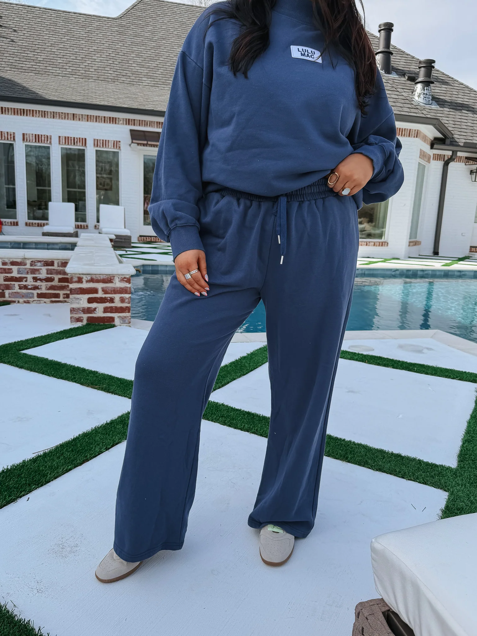 Lulu Mac Terry Cloth Sweatpants in Navy - Image 3
