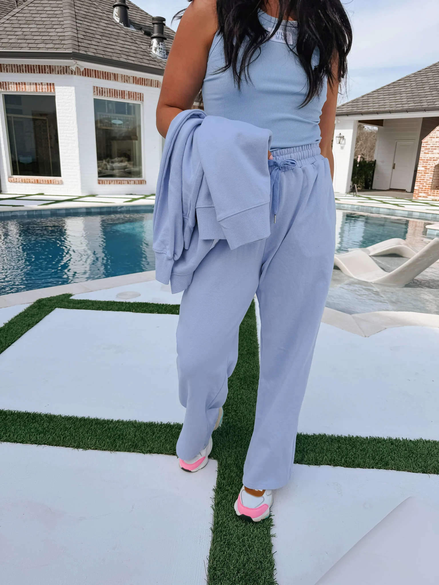 Lulu Mac Terry Cloth Sweatpants in Light Blue - Image 5