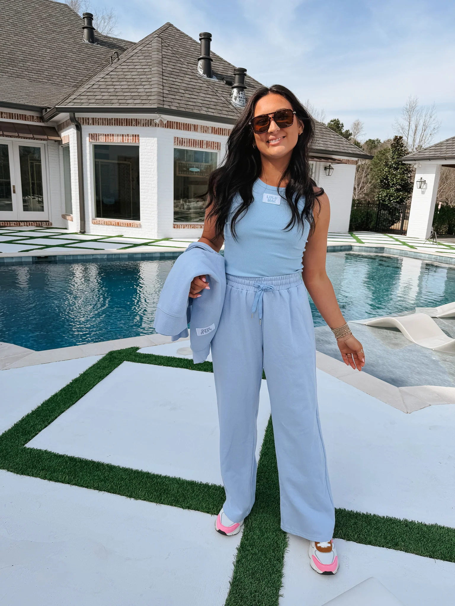 Lulu Mac Terry Cloth Sweatpants in Light Blue - Image 7