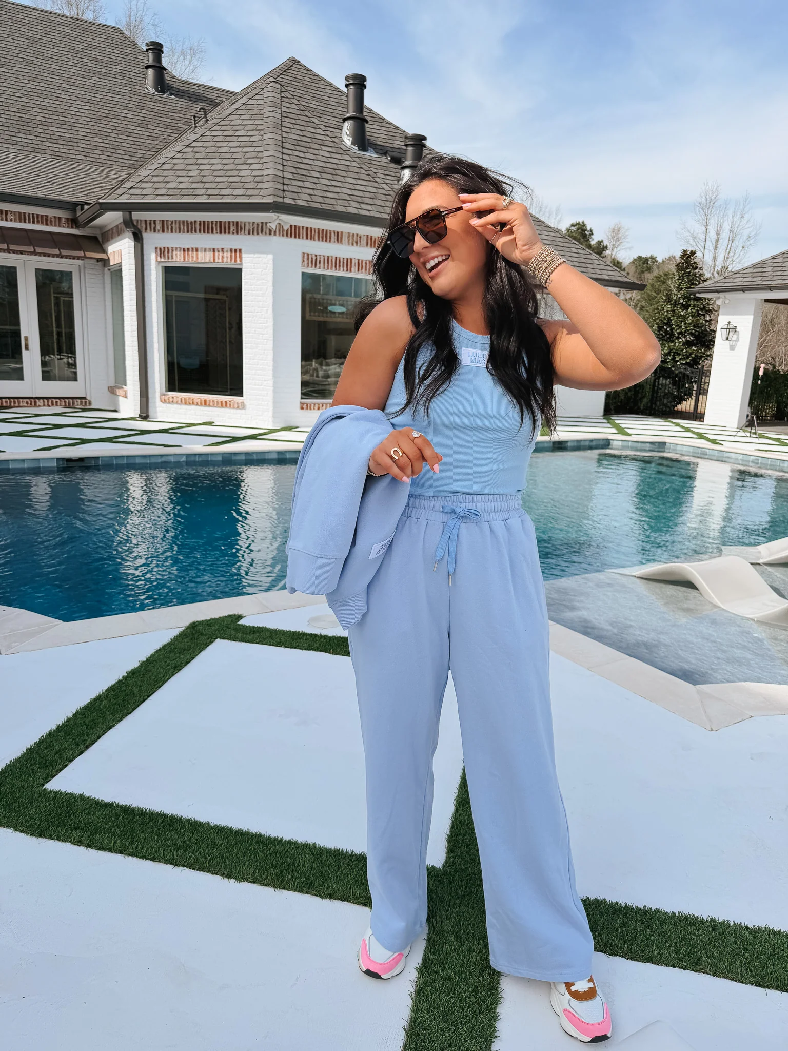 Lulu Mac Terry Cloth Sweatpants in Light Blue - Image 9