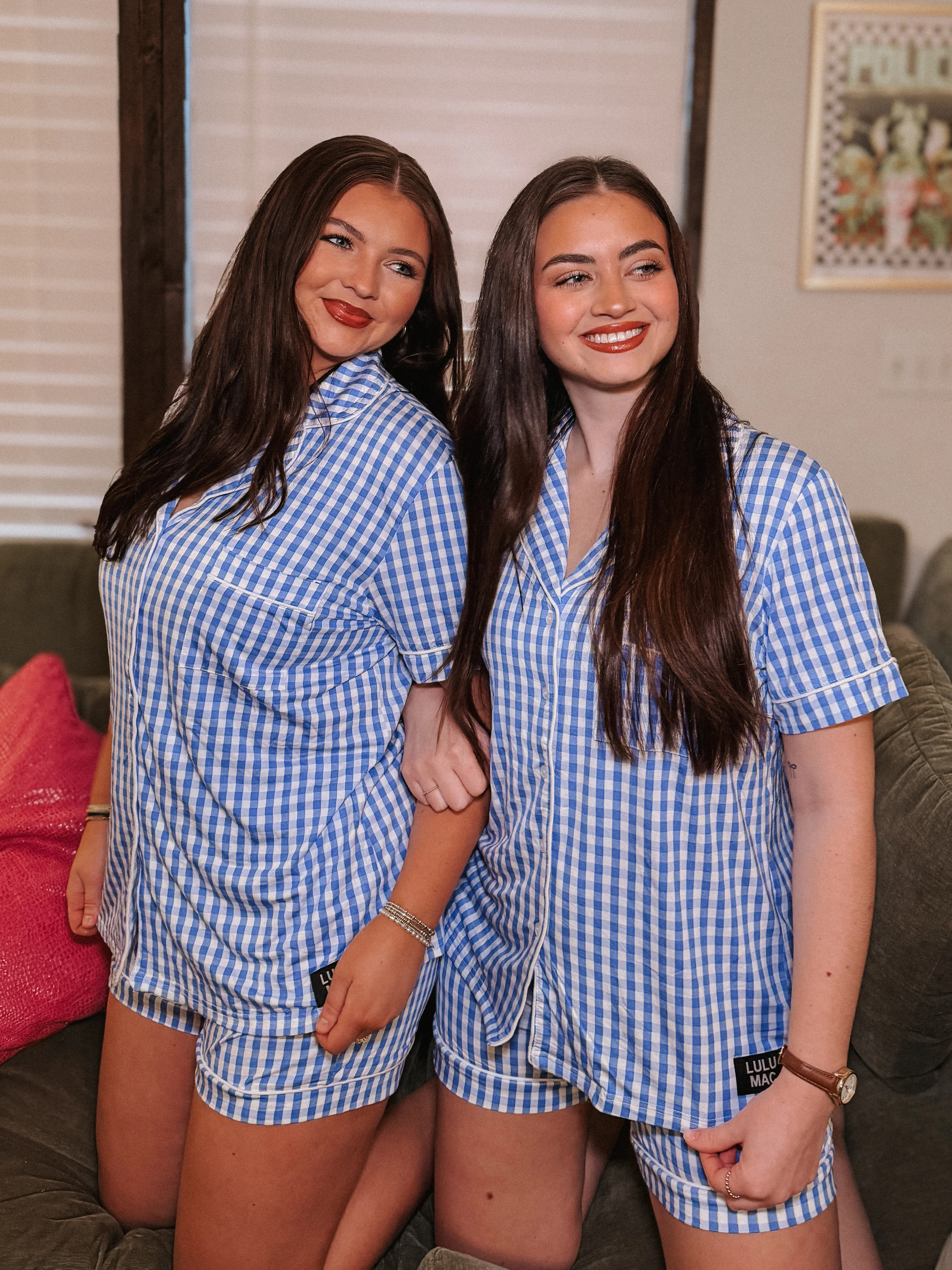 Lulu Mac Pajama Set in Blue Gingham - Image 6