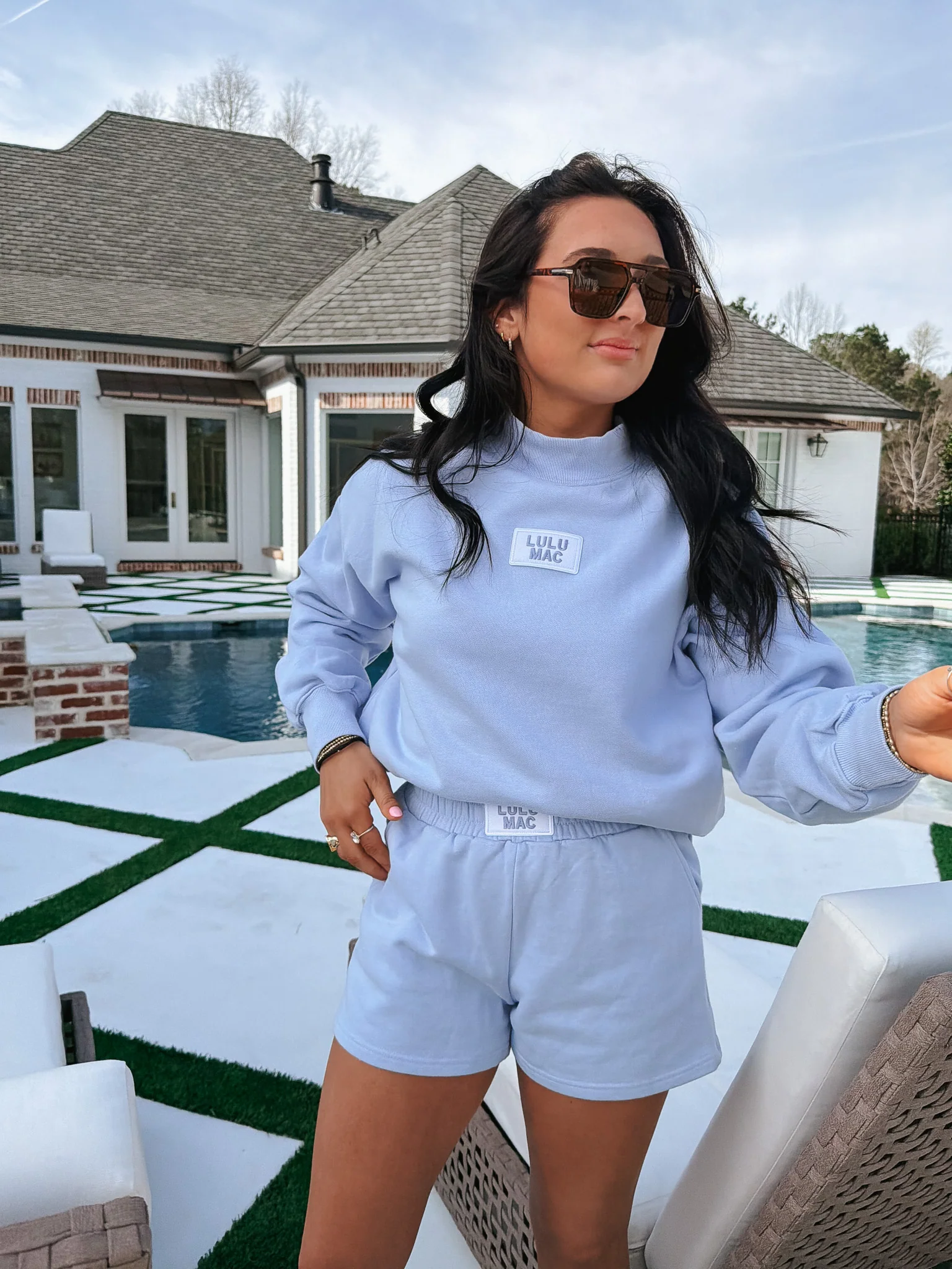 Lulu Mac Terry Cloth Mockneck in Light Blue - Image 9