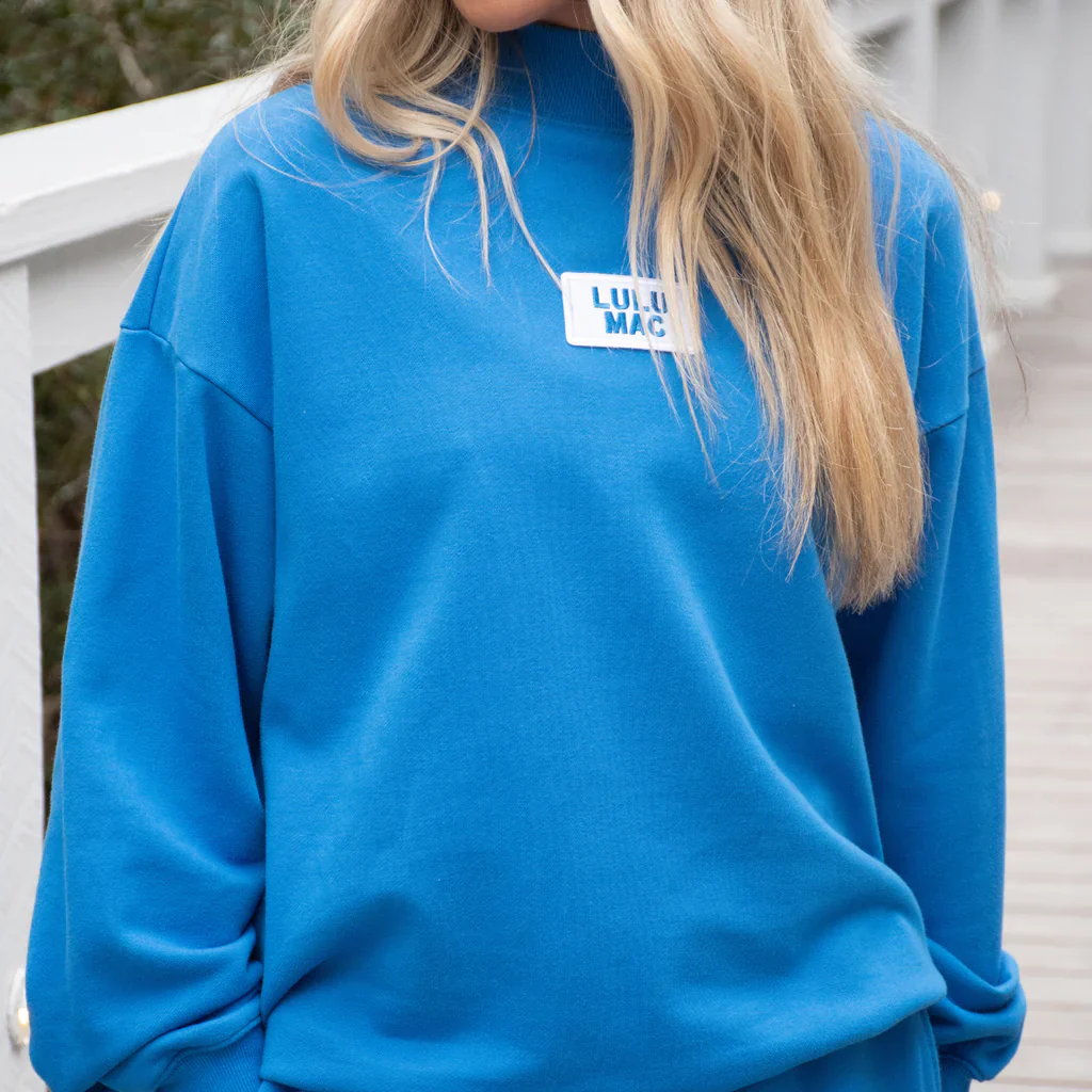 Lulu Mac Terry Cloth Mockneck in Bright Blue - Image 9