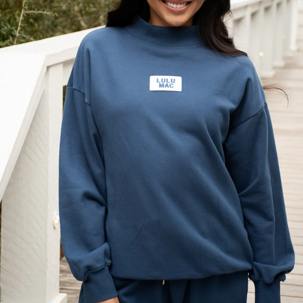 Lulu Mac Terry Cloth Mockneck in Navy - Image 4